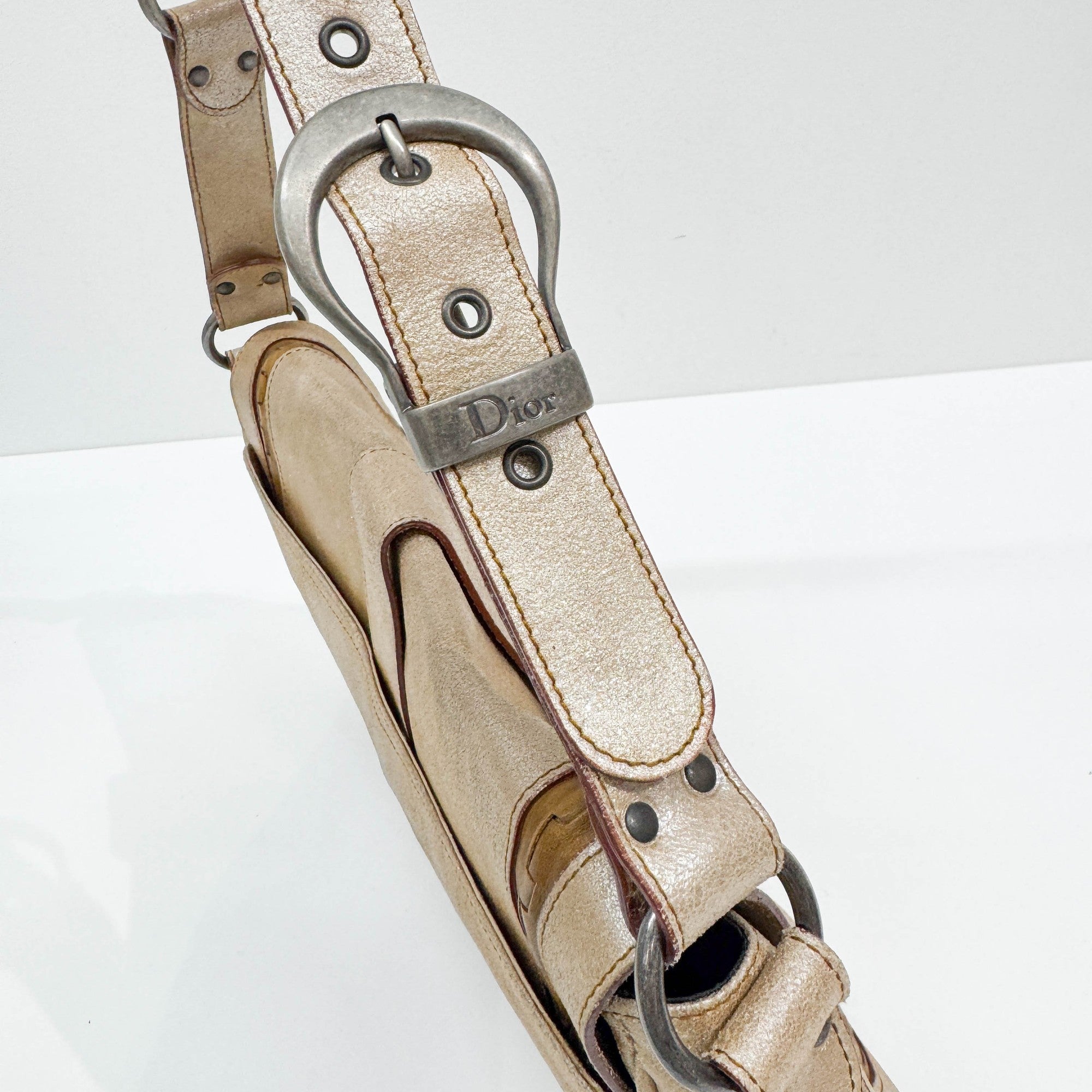 Gaucho Metallic Gold Leather Shoulder Bag