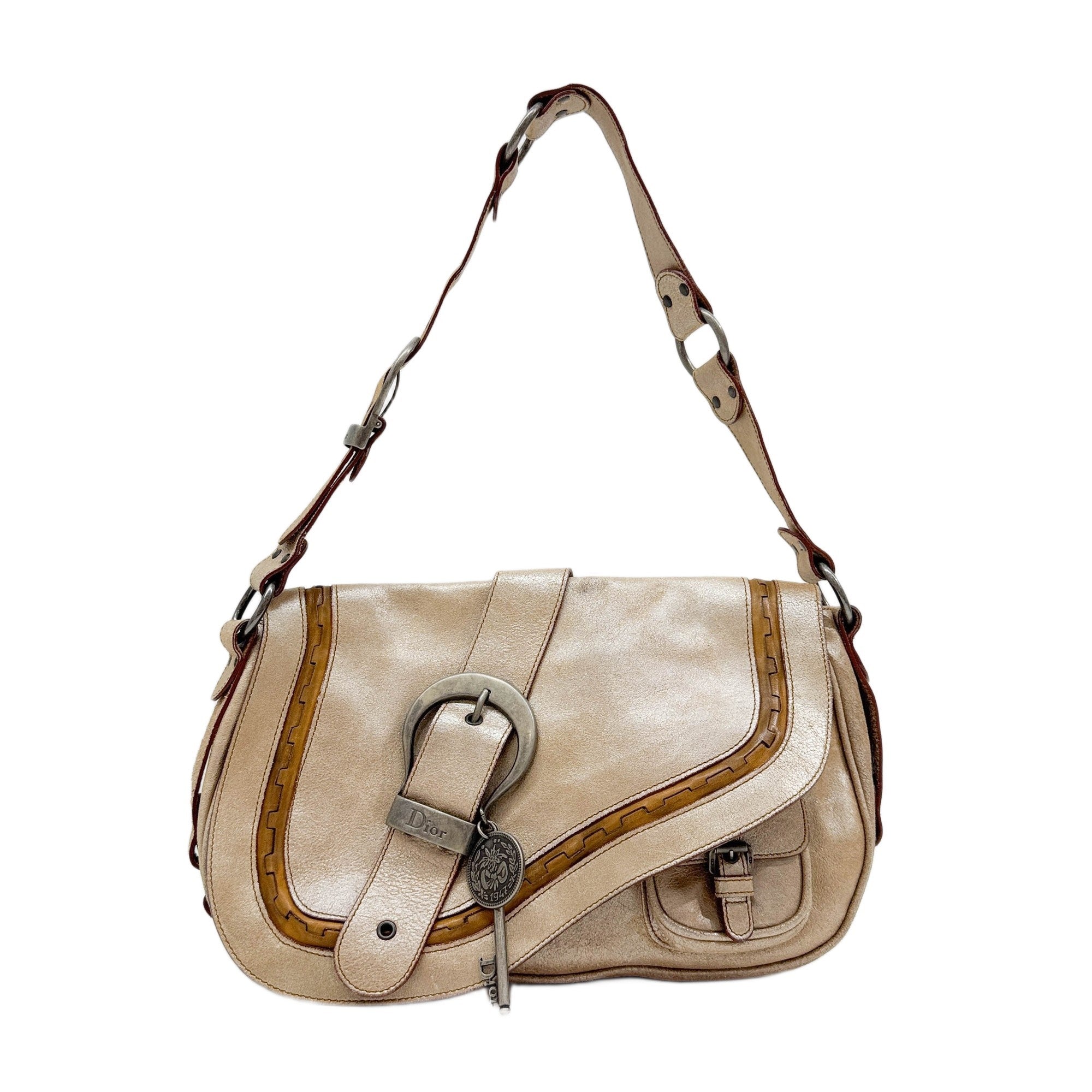 Gaucho Metallic Gold Leather Shoulder Bag