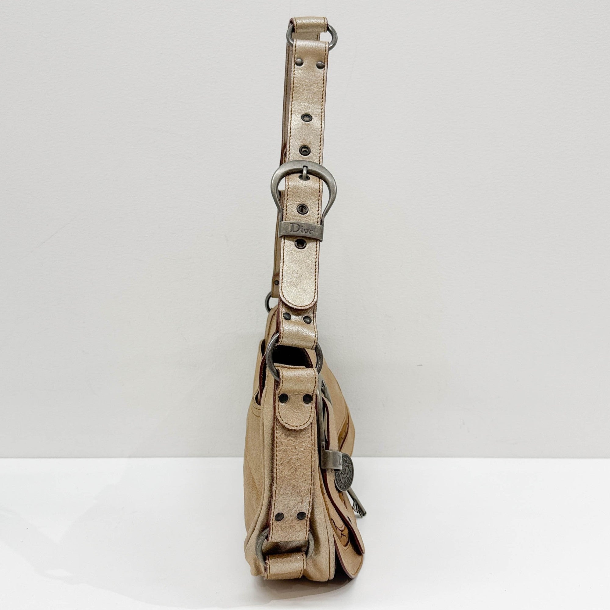 Gaucho Metallic Gold Leather Shoulder Bag