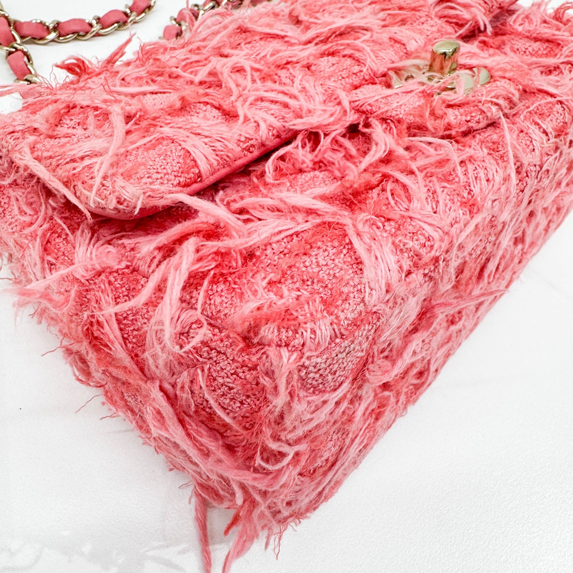 Mini Classic Flap Pink Cotton Shoulder Bag