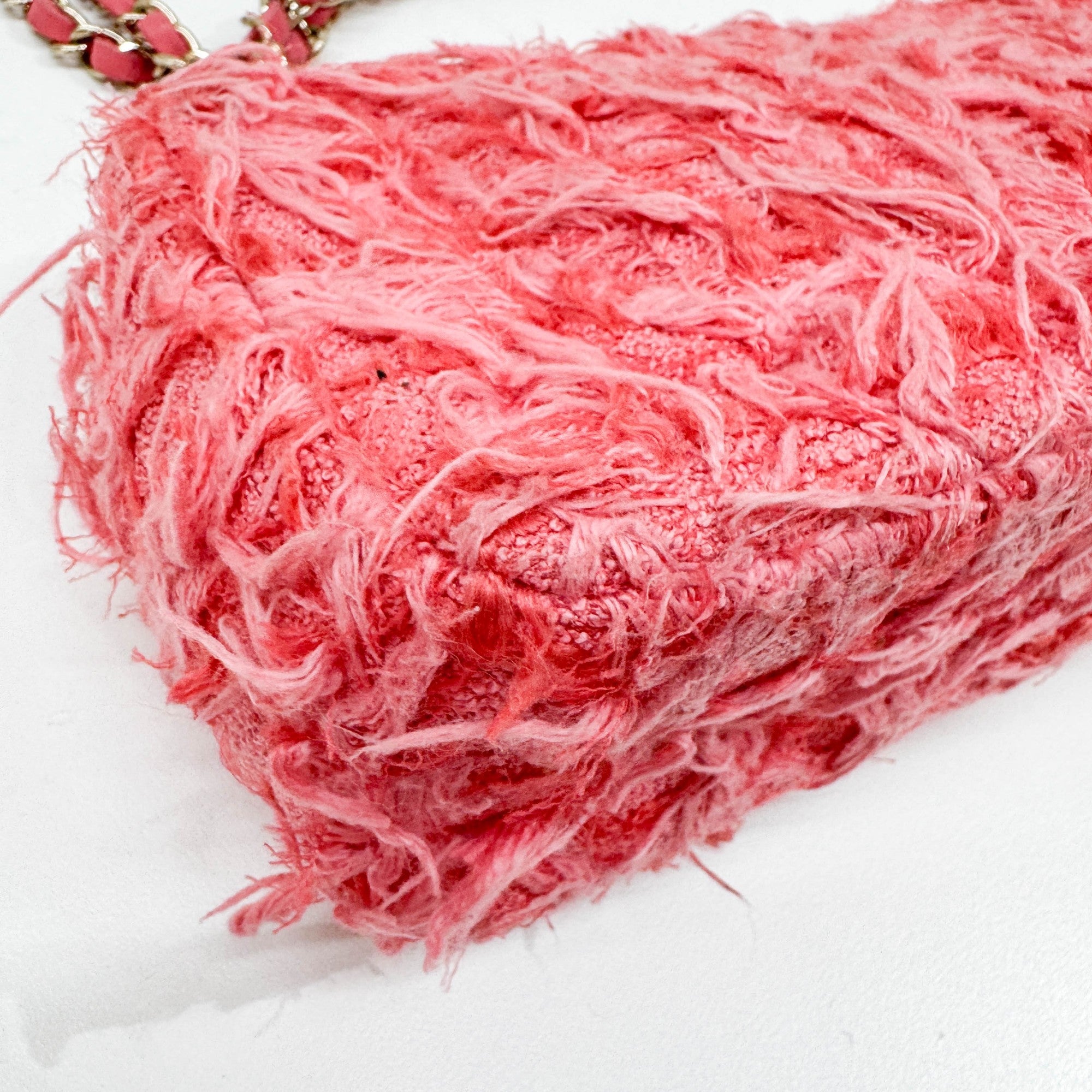 Mini Classic Flap Pink Cotton Shoulder Bag