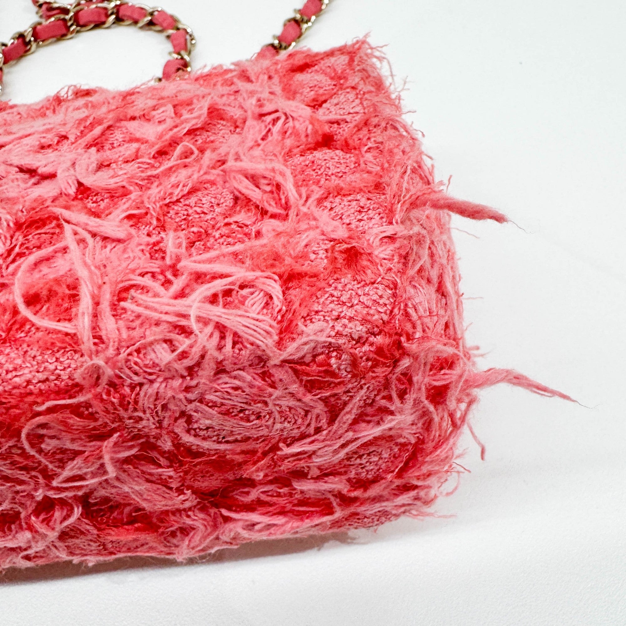 Mini Classic Flap Pink Cotton Shoulder Bag