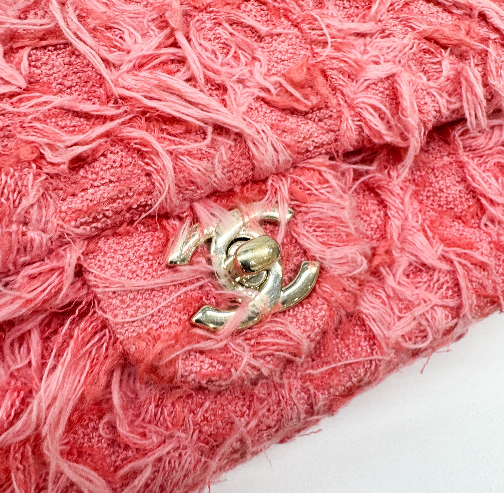 Mini Classic Flap Pink Cotton Shoulder Bag