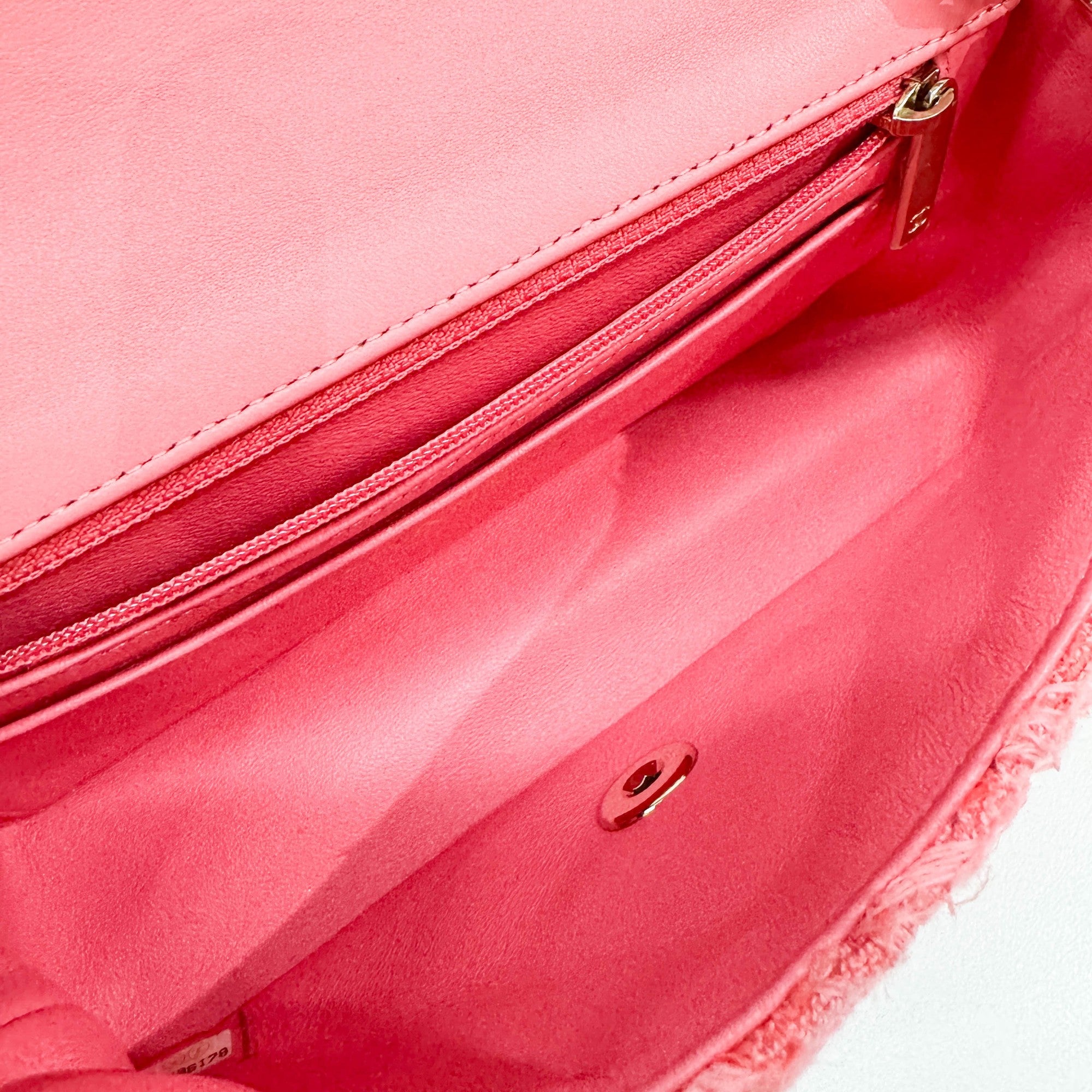 Mini Classic Flap Pink Cotton Shoulder Bag
