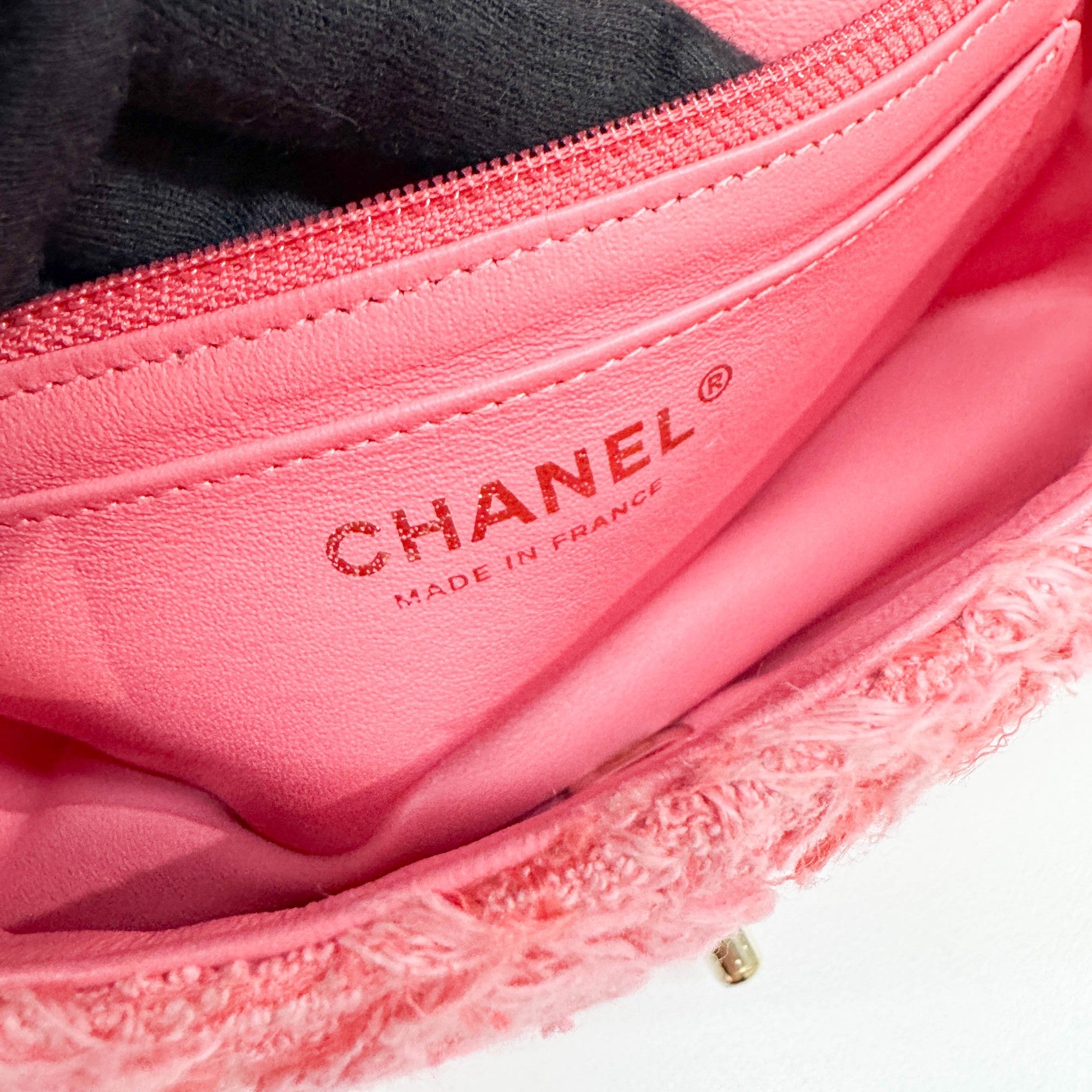 Mini Classic Flap Pink Cotton Shoulder Bag