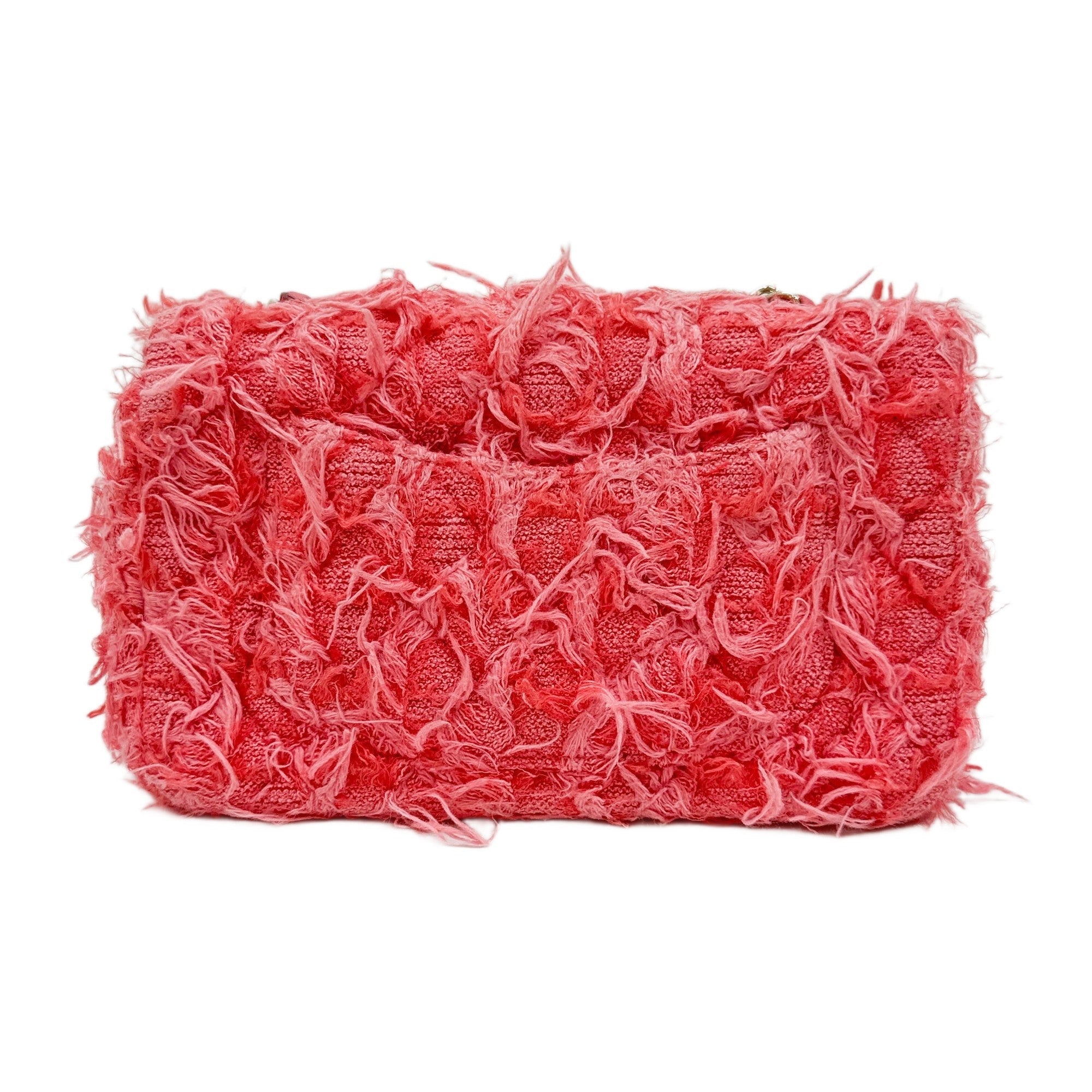 Mini Classic Flap Pink Cotton Shoulder Bag