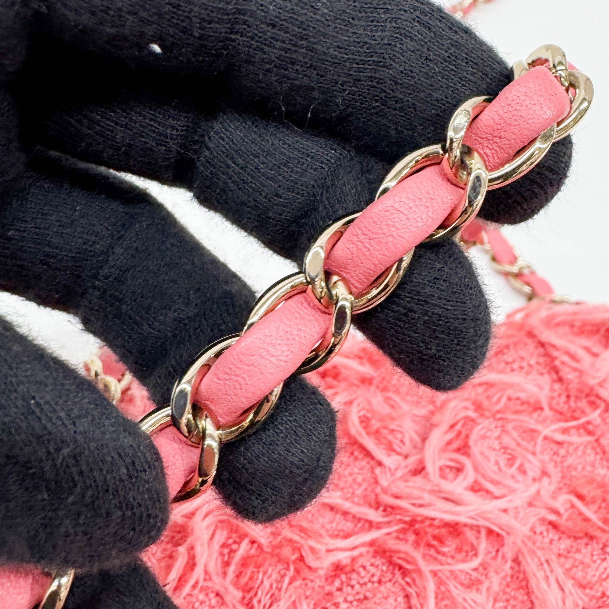 Mini Classic Flap Pink Cotton Shoulder Bag