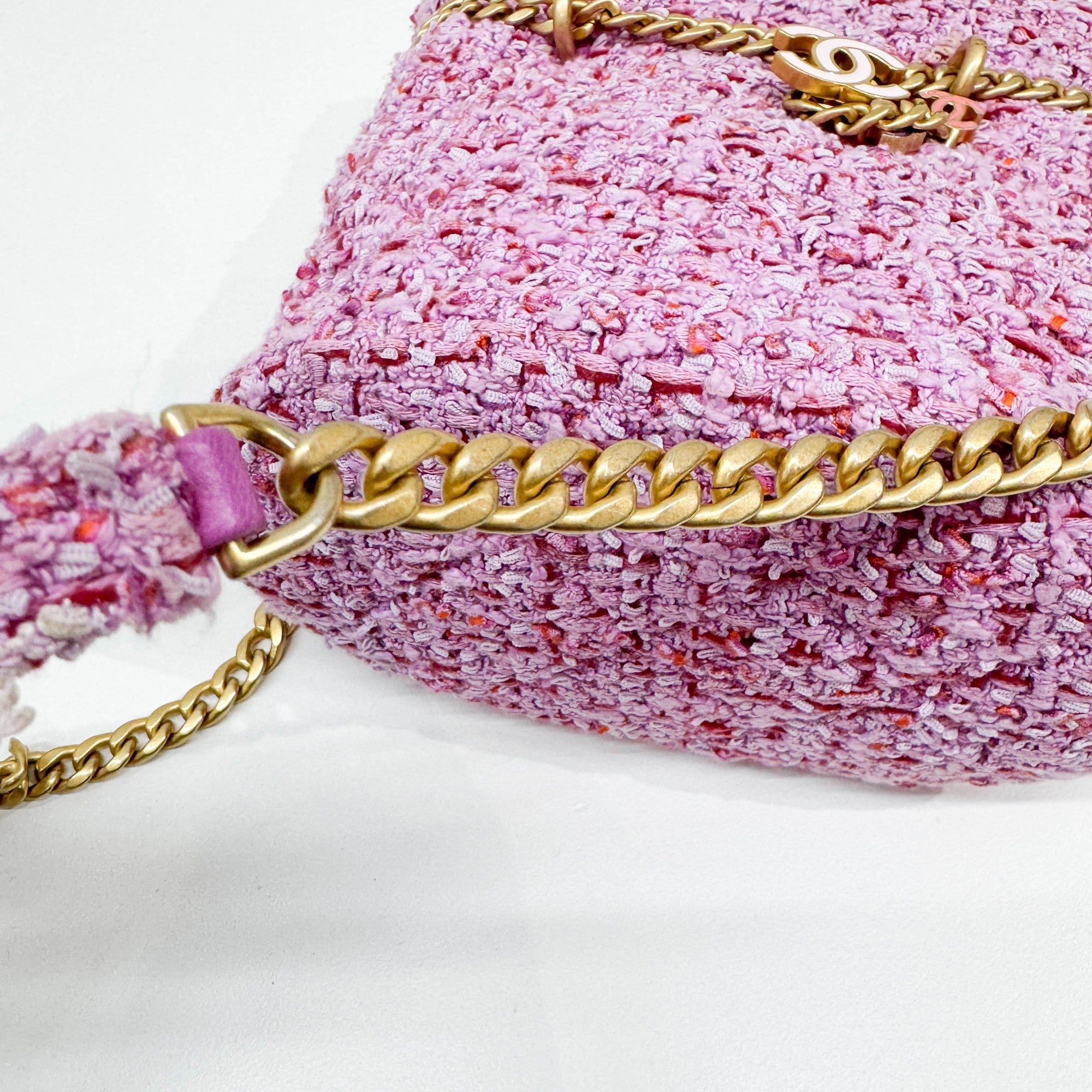 Pink Tweed Bucket Two Way Bag