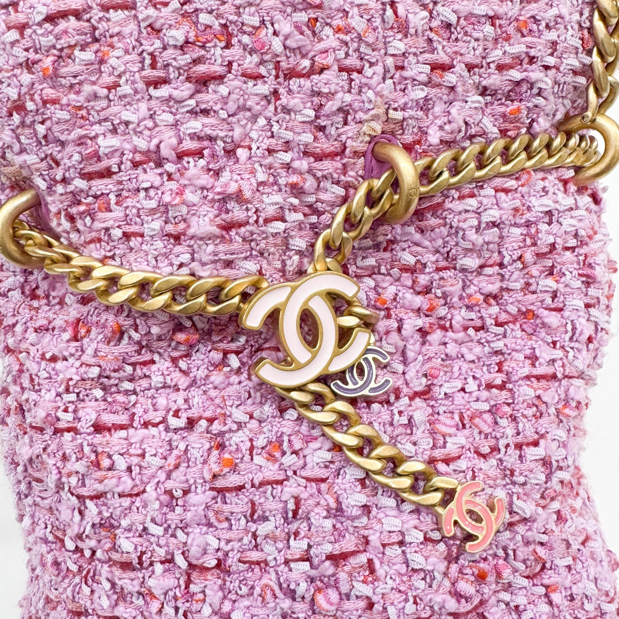 Pink Tweed Bucket Two Way Bag