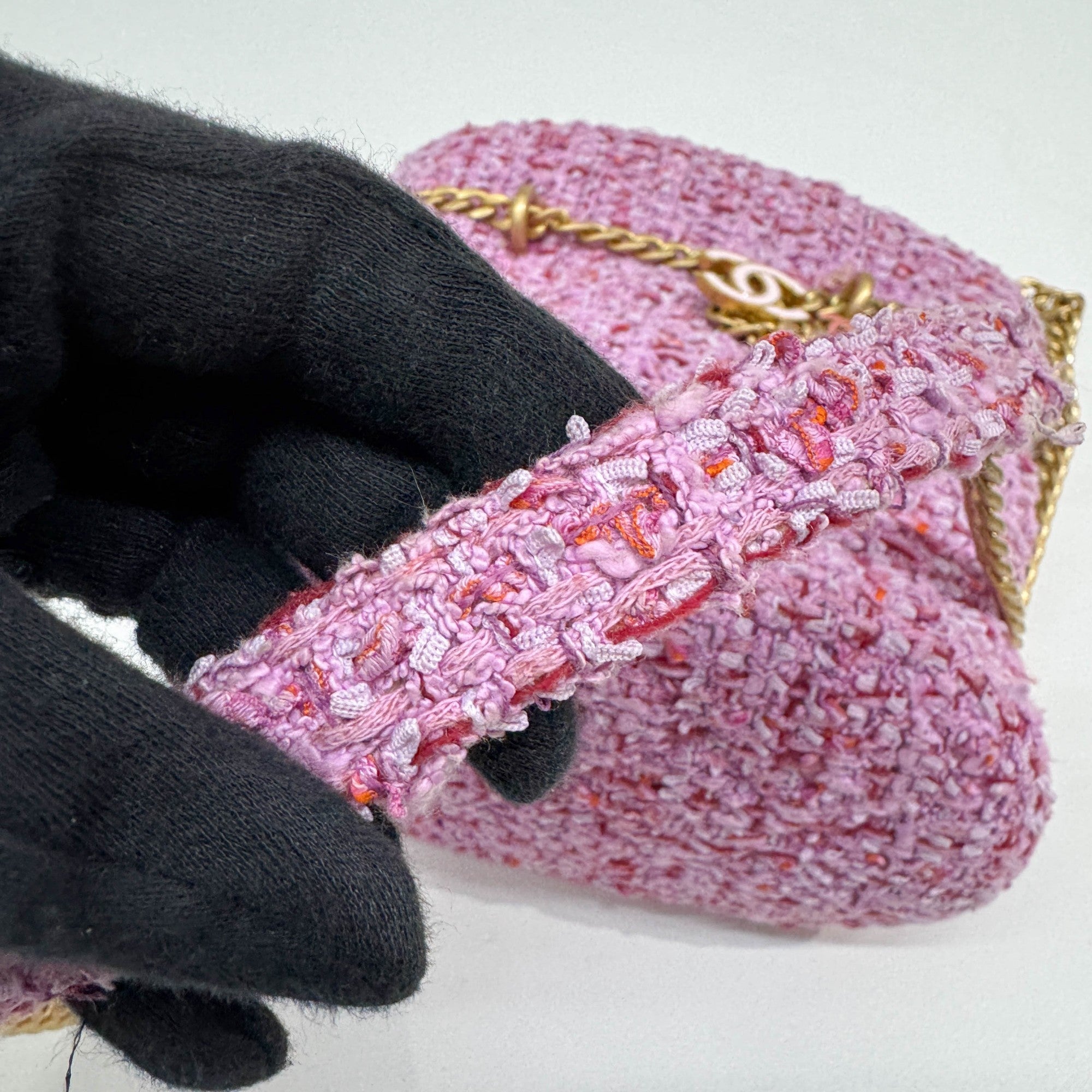 Pink Tweed Bucket Two Way Bag