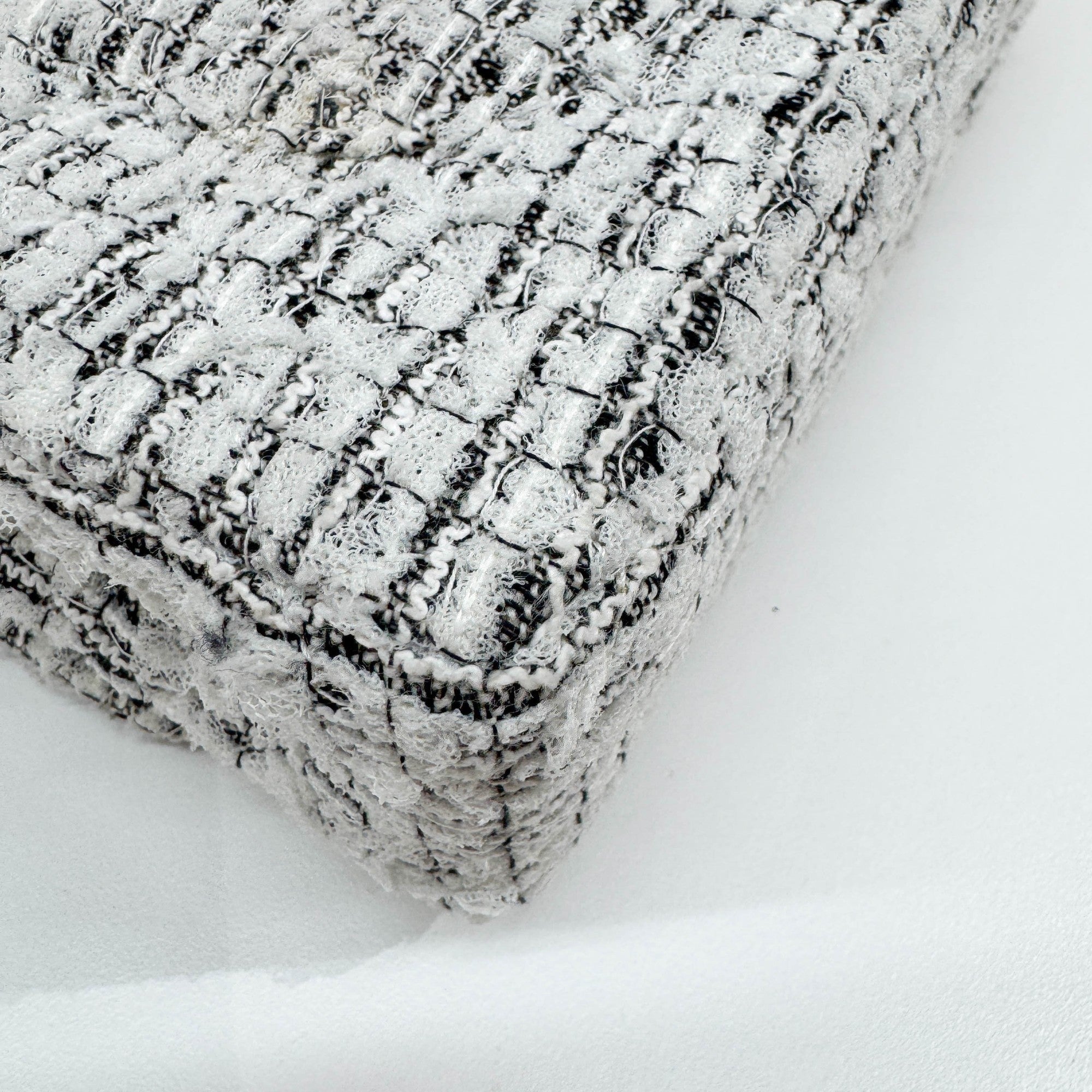 2.55 Double Flap Garden Decore White Tweed Shoulder Bag