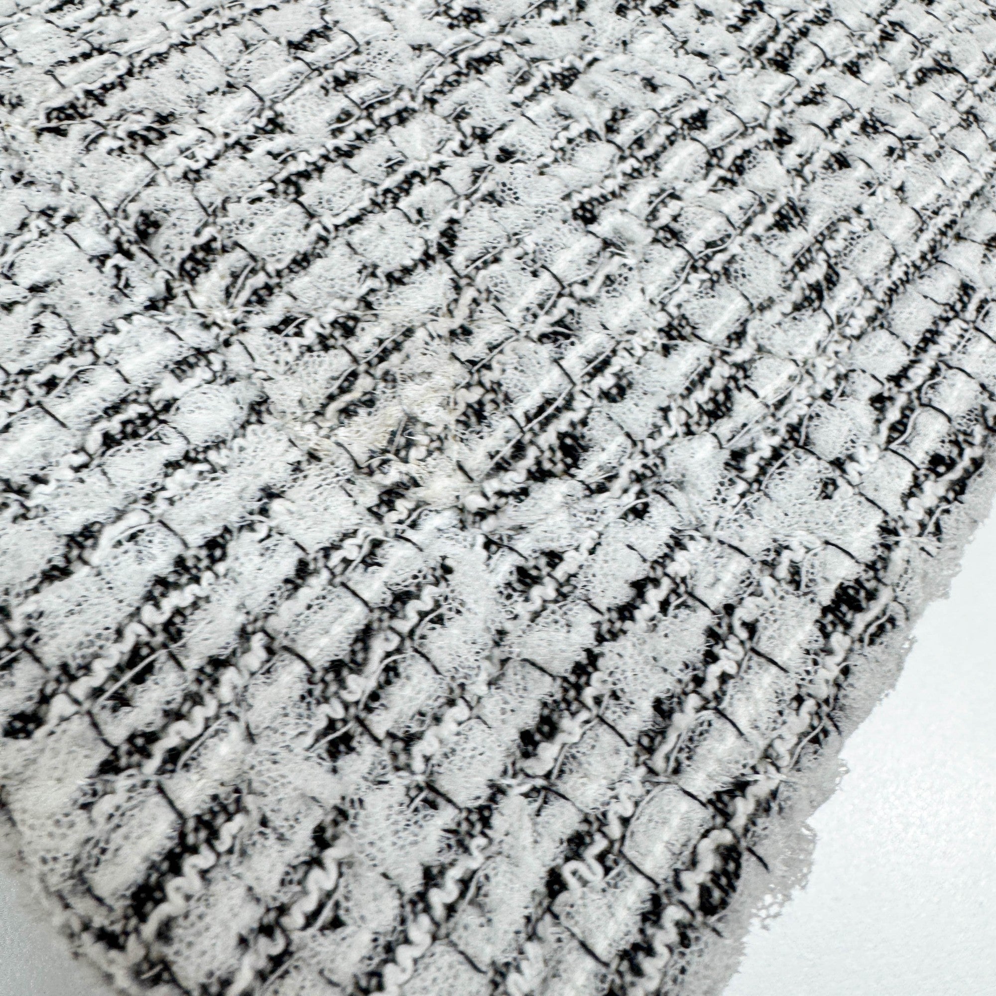 2.55 Double Flap Garden Decore White Tweed Shoulder Bag