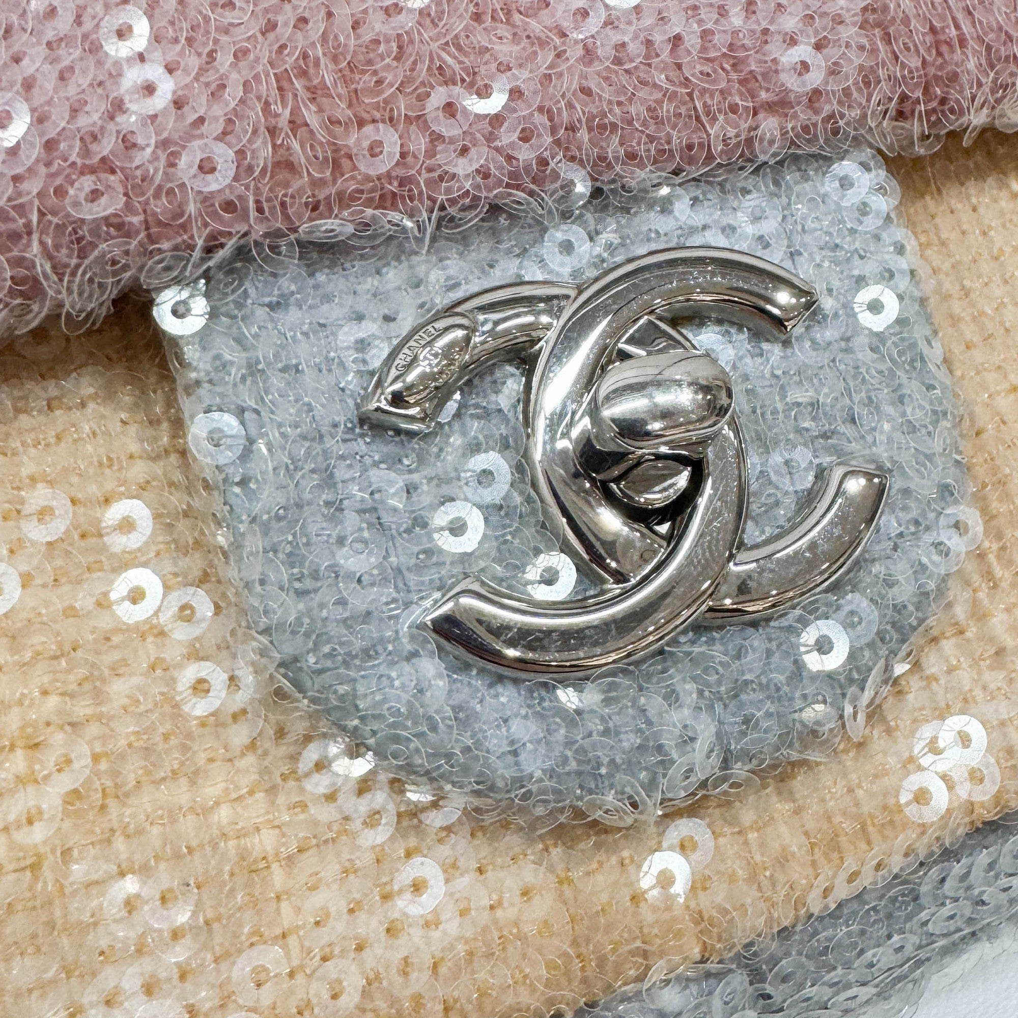 Classic Flap Waterfall Pink Sequin Shoulder Bag