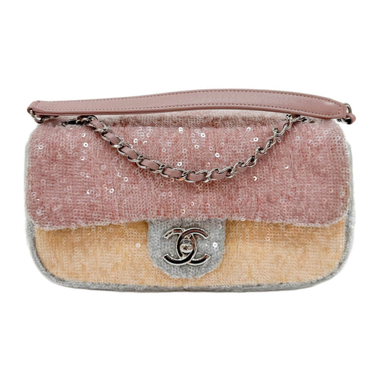 Classic Flap Waterfall Pink Sequin Shoulder Bag