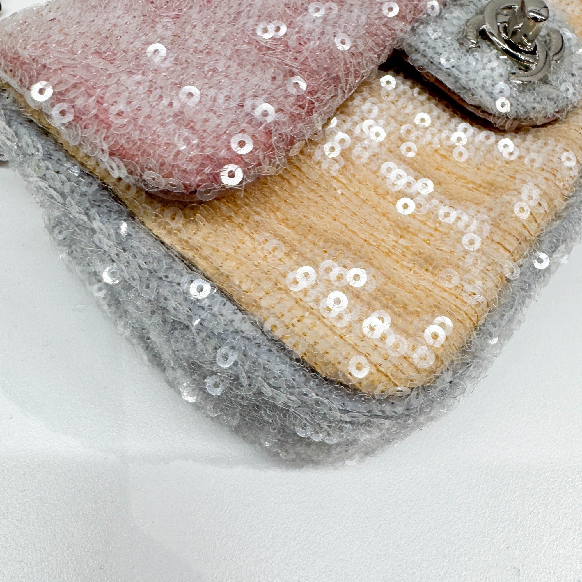 Mini Classic Flap Waterfall Pink Sequin Shoulder Bag