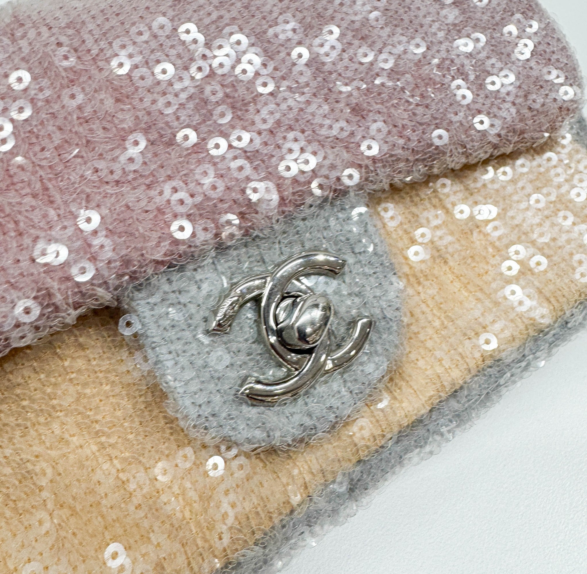 Mini Classic Flap Waterfall Pink Sequin Shoulder Bag