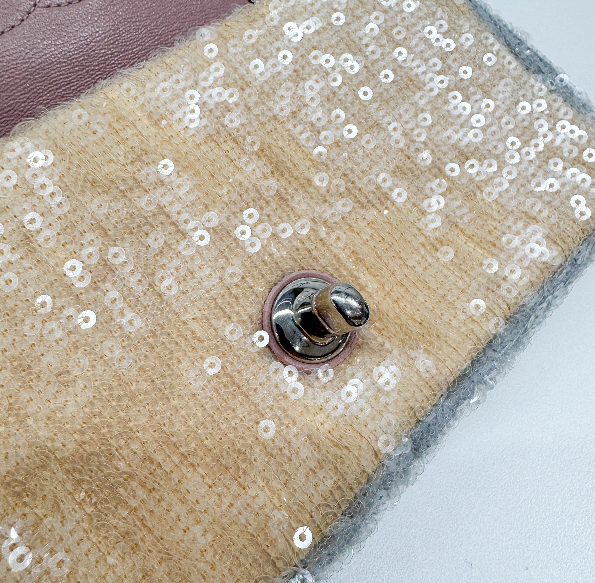 Mini Classic Flap Waterfall Pink Sequin Shoulder Bag