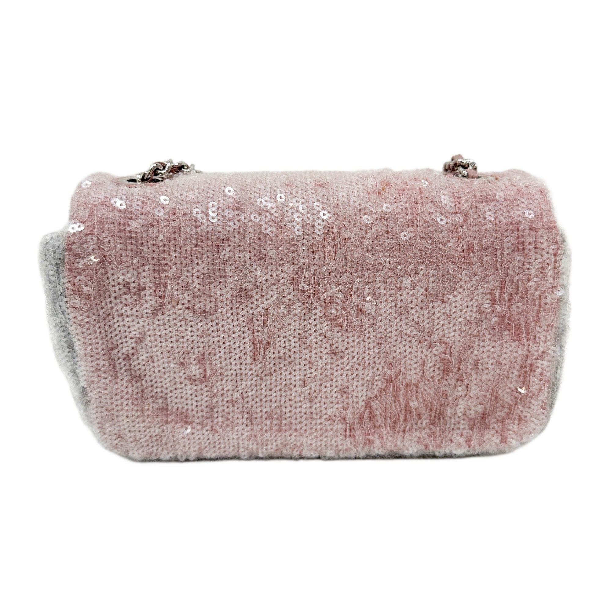Mini Classic Flap Waterfall Pink Sequin Shoulder Bag