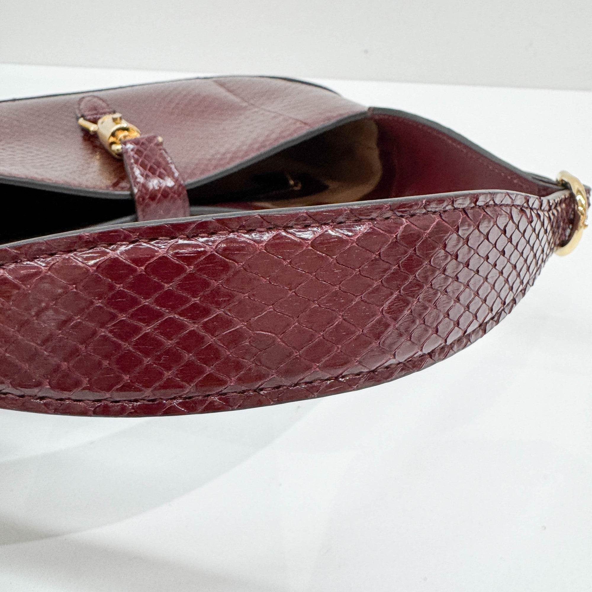 Jackie Burgundy Python Leather Shoulder Bag
