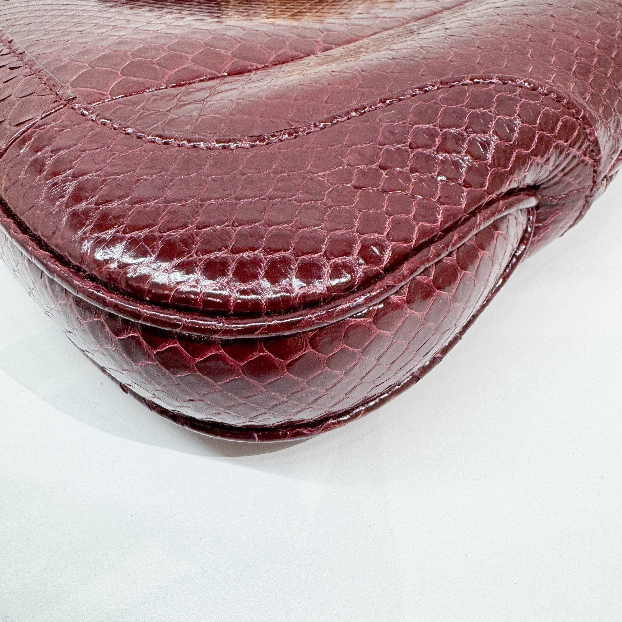 Jackie Burgundy Python Leather Shoulder Bag