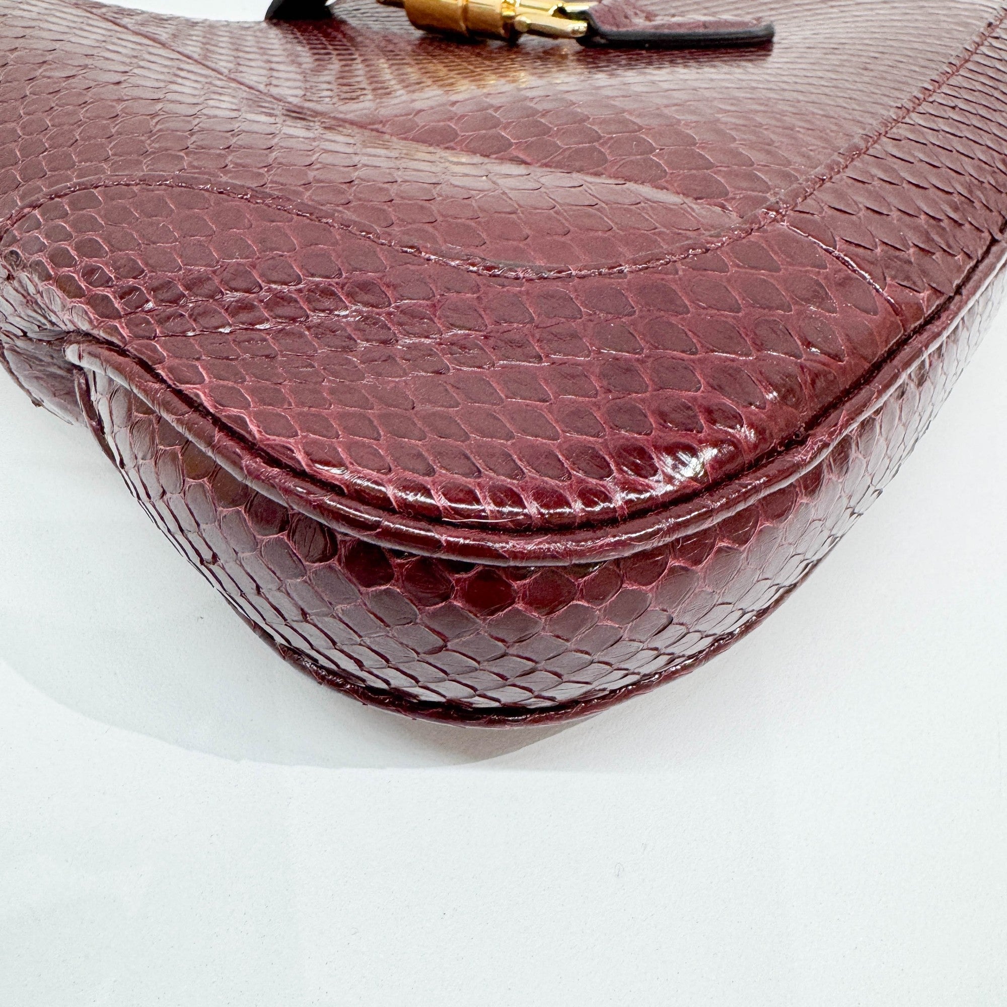 Jackie Burgundy Python Leather Shoulder Bag