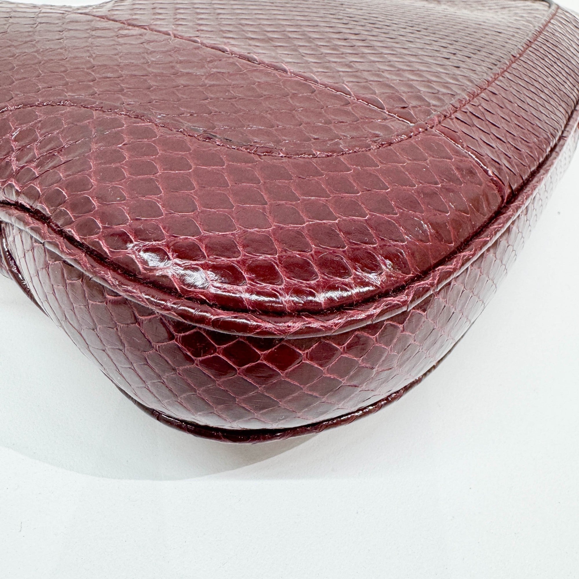 Jackie Burgundy Python Leather Shoulder Bag