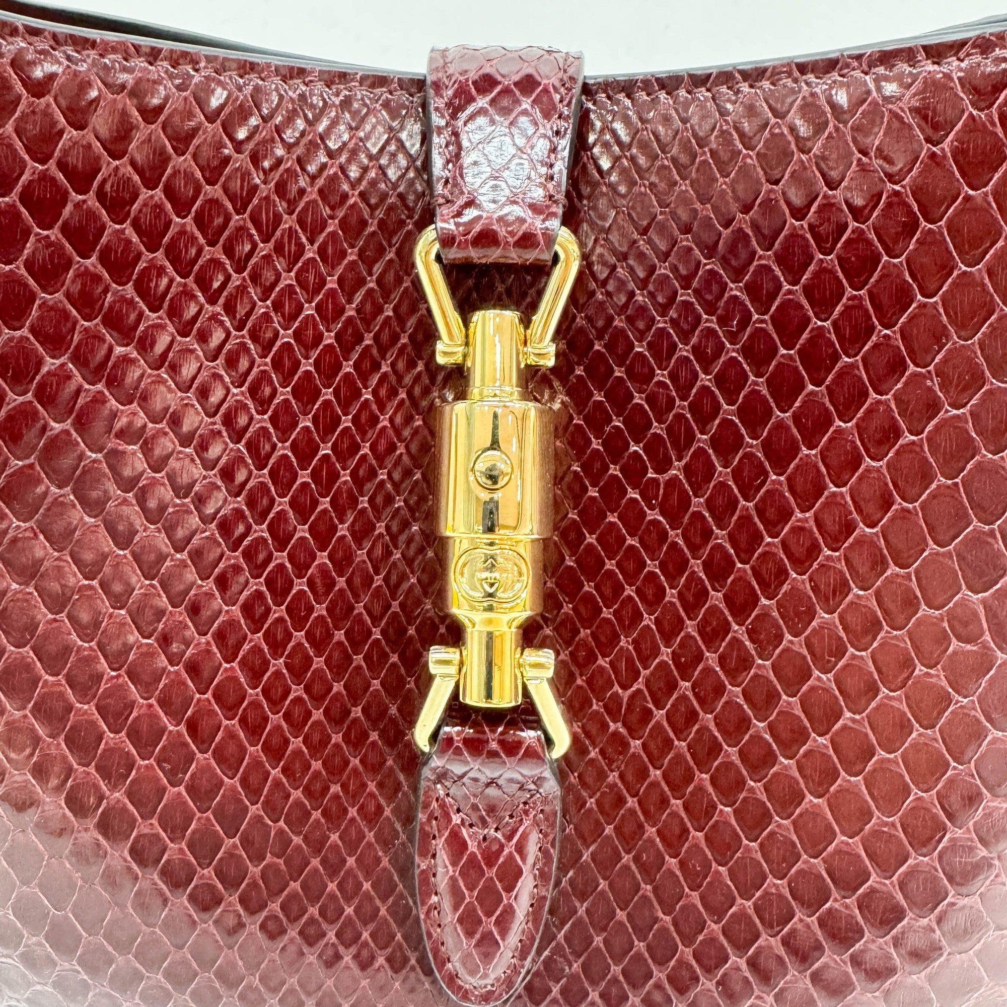 Jackie Burgundy Python Leather Shoulder Bag