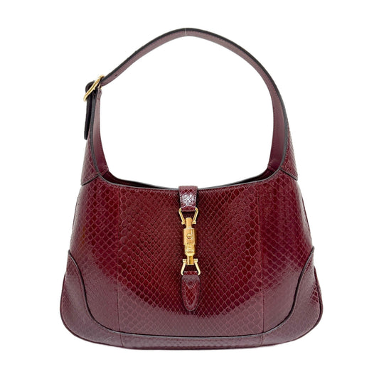 Jackie Burgundy Python Leather Shoulder Bag