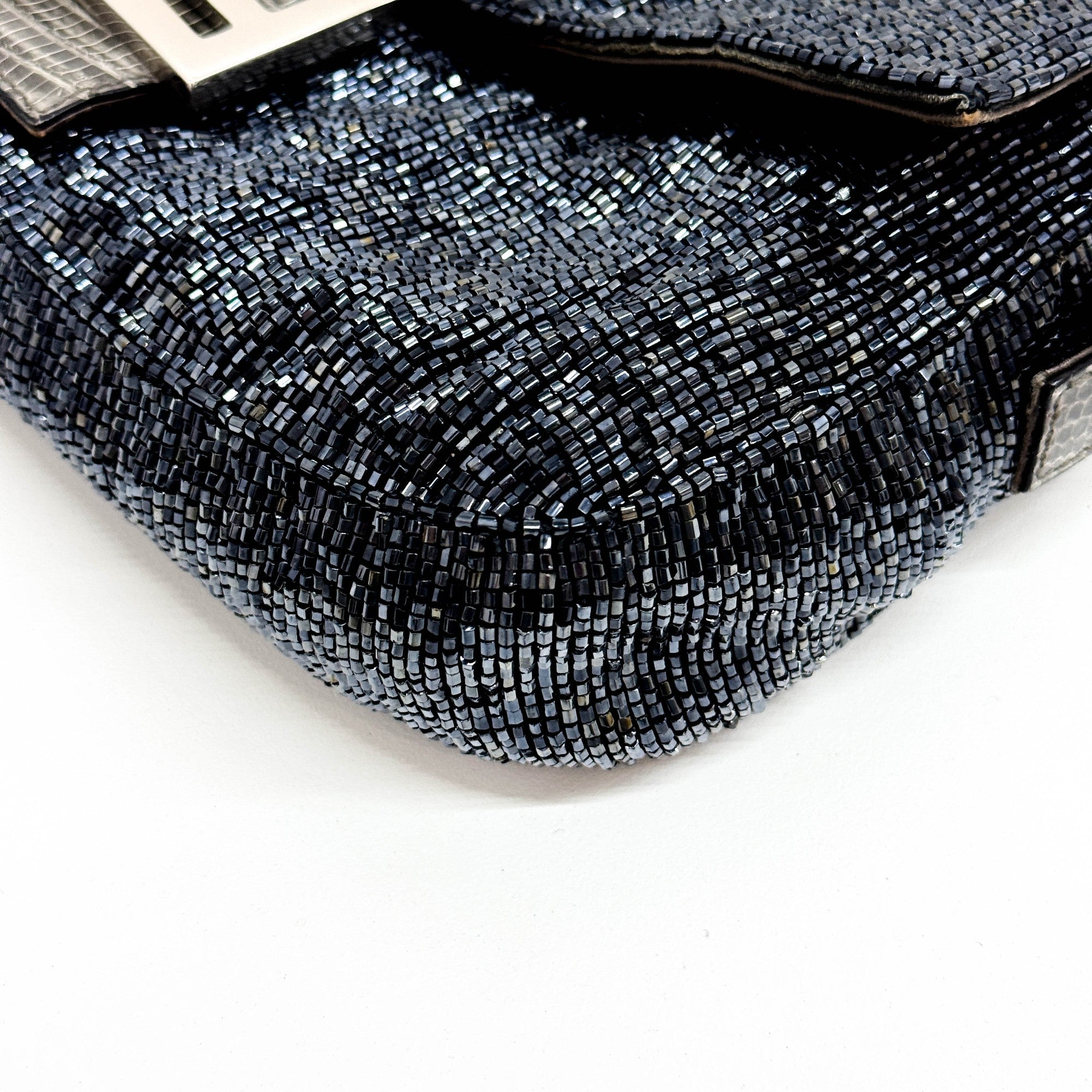 Baguette Charcoal Gray Beads Shoulder Bag