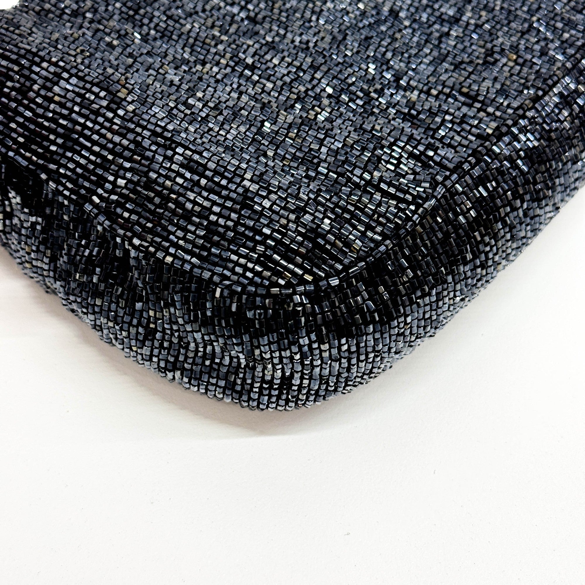 Baguette Charcoal Gray Beads Shoulder Bag