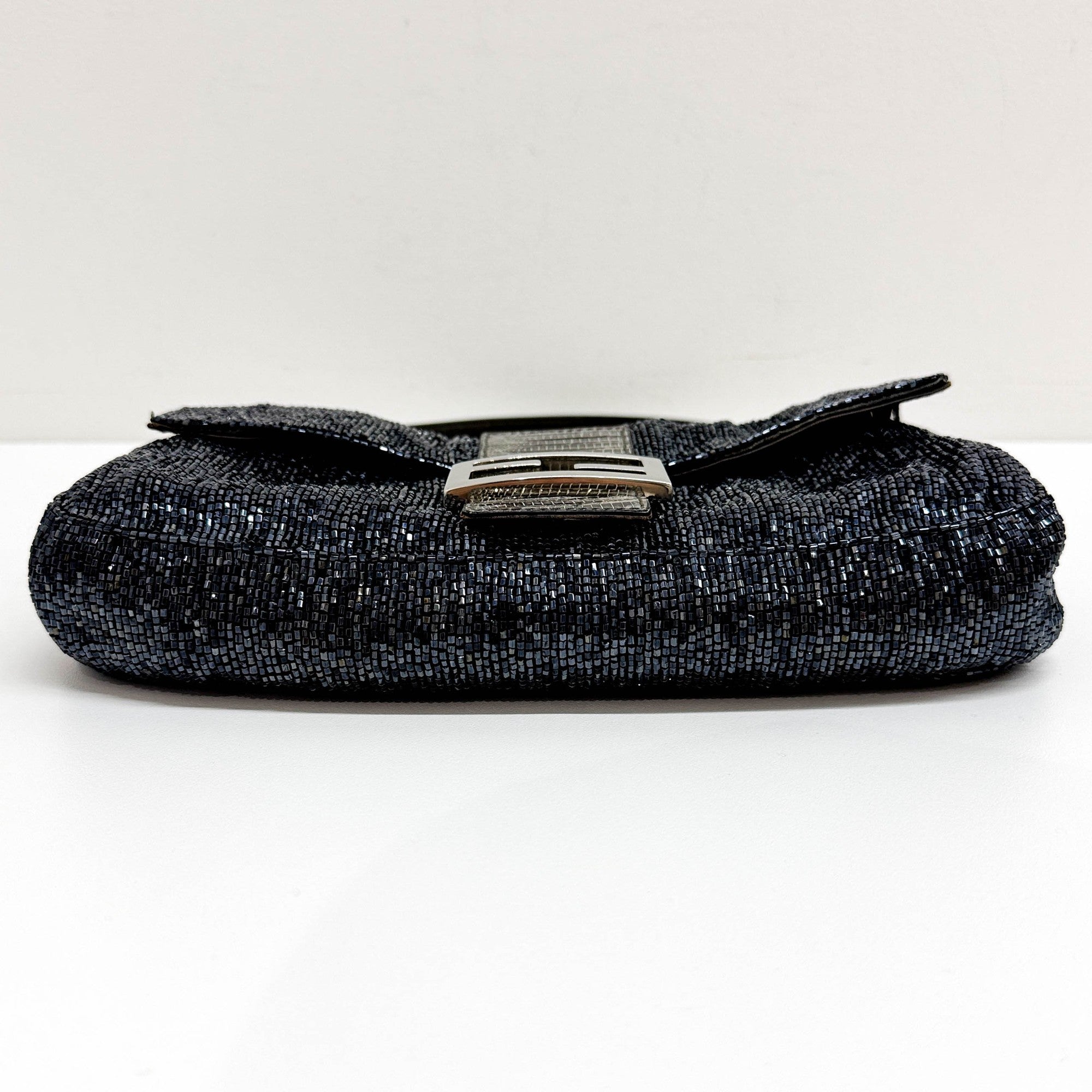 Baguette Charcoal Gray Beads Shoulder Bag