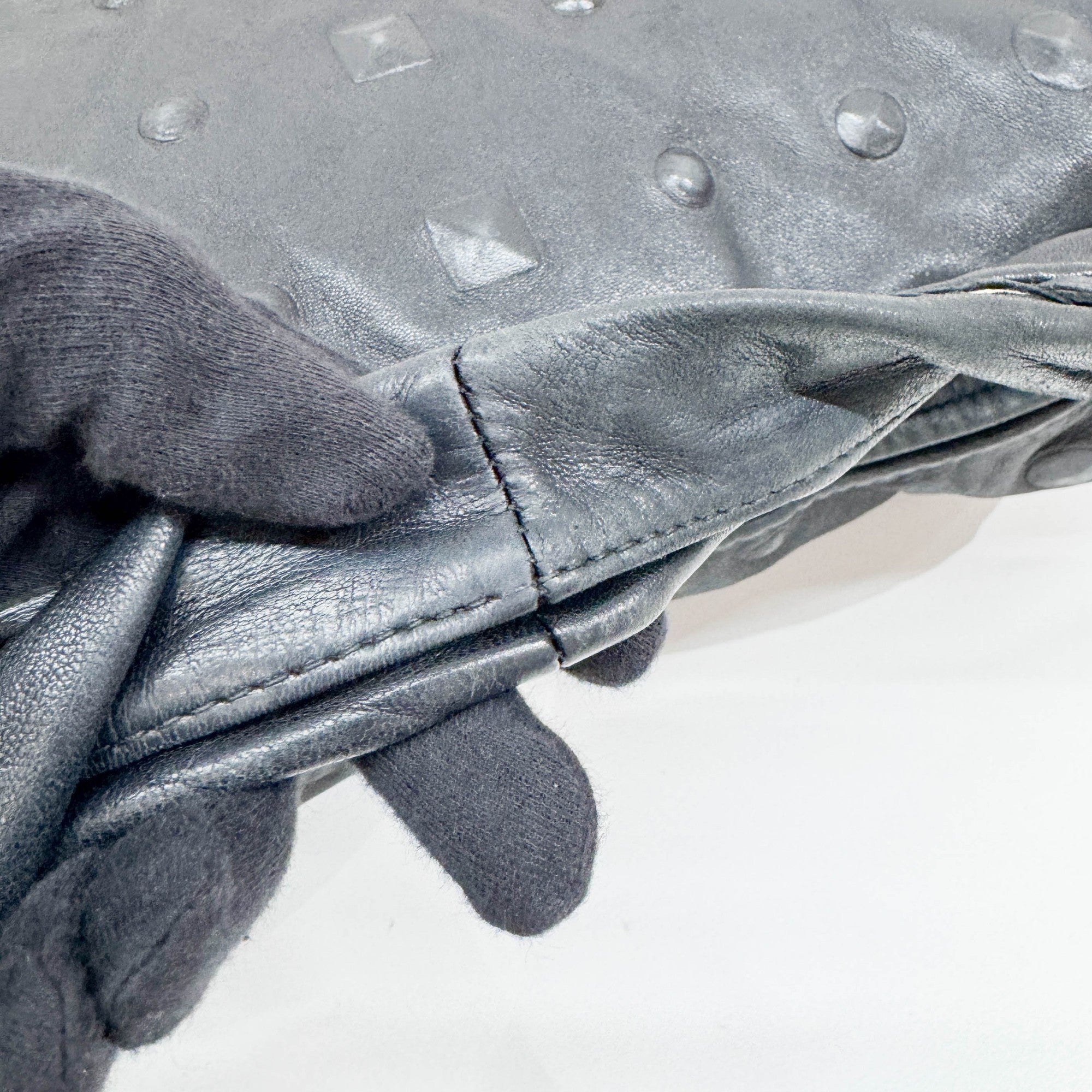 Studded Black Leather Hobo Bag