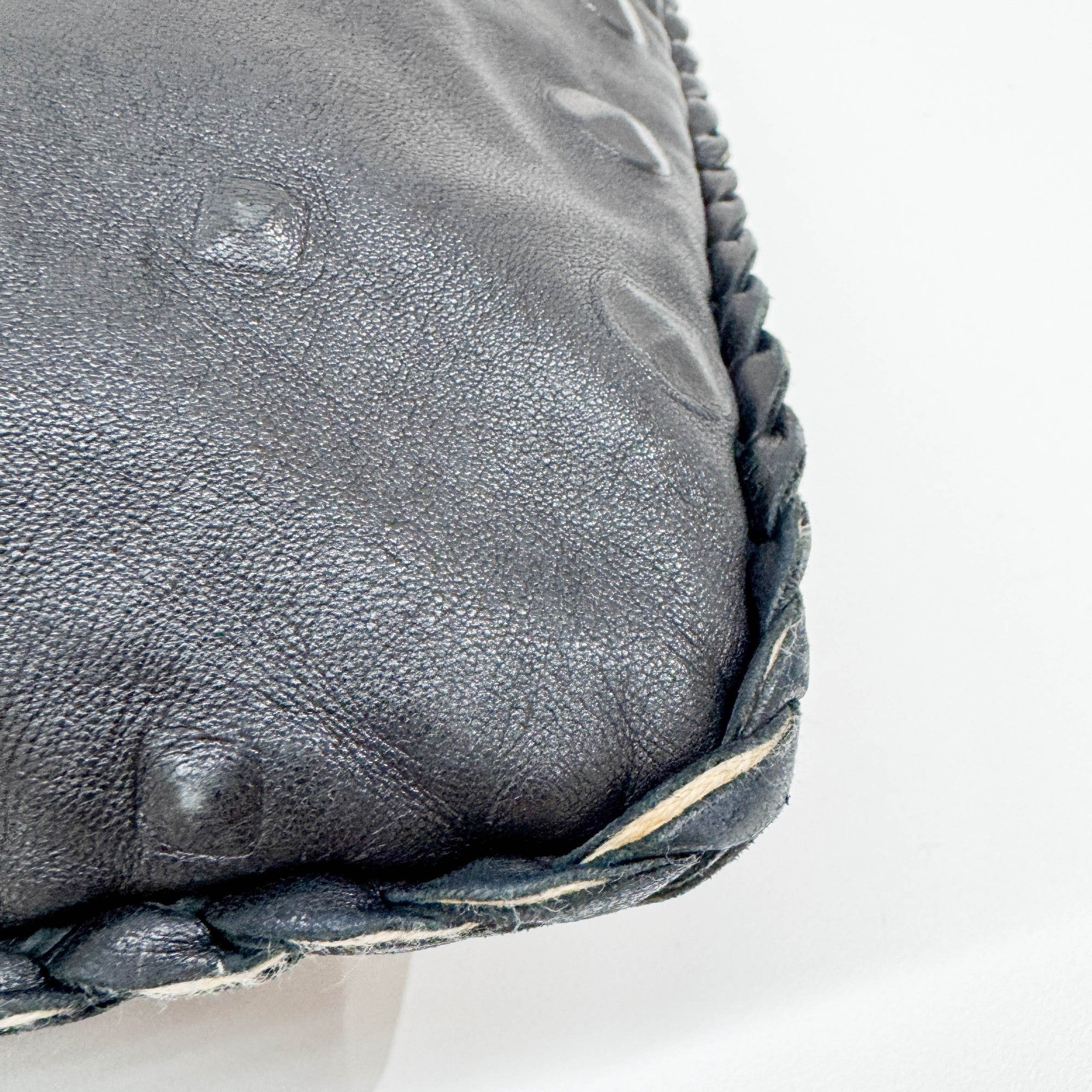 Studded Black Leather Hobo Bag