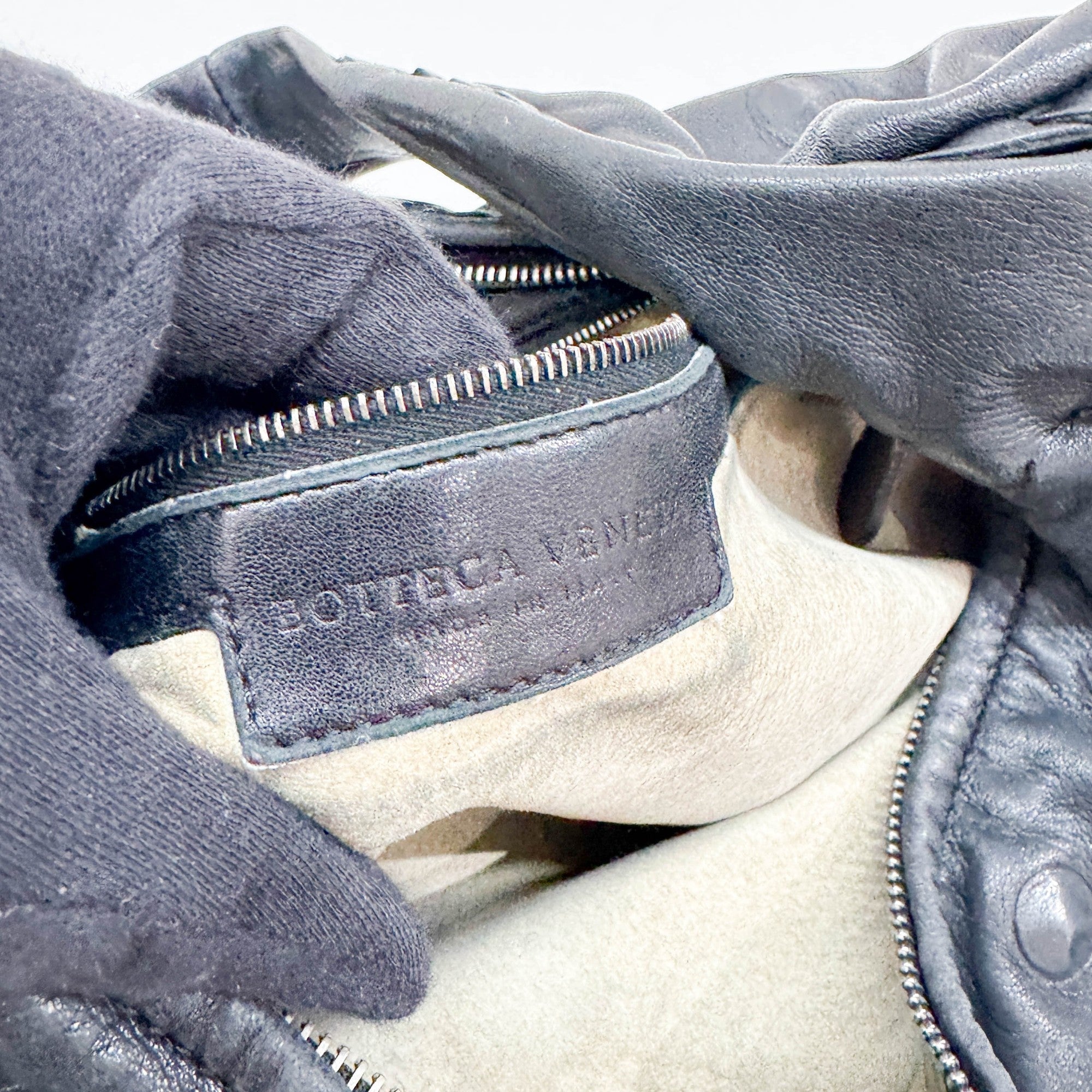 Studded Black Leather Hobo Bag