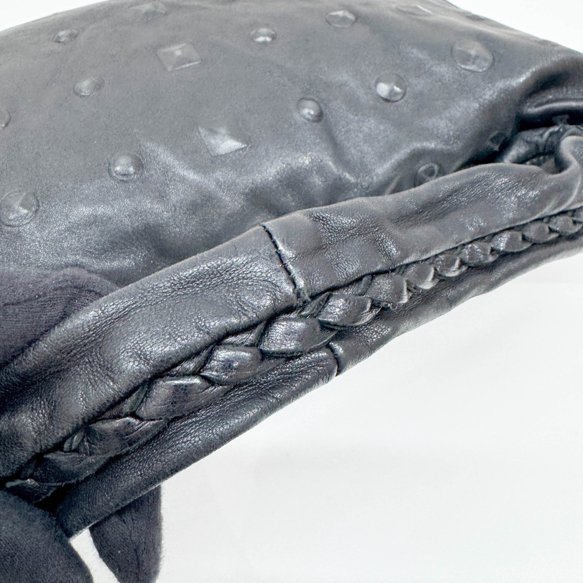 Studded Black Leather Hobo Bag