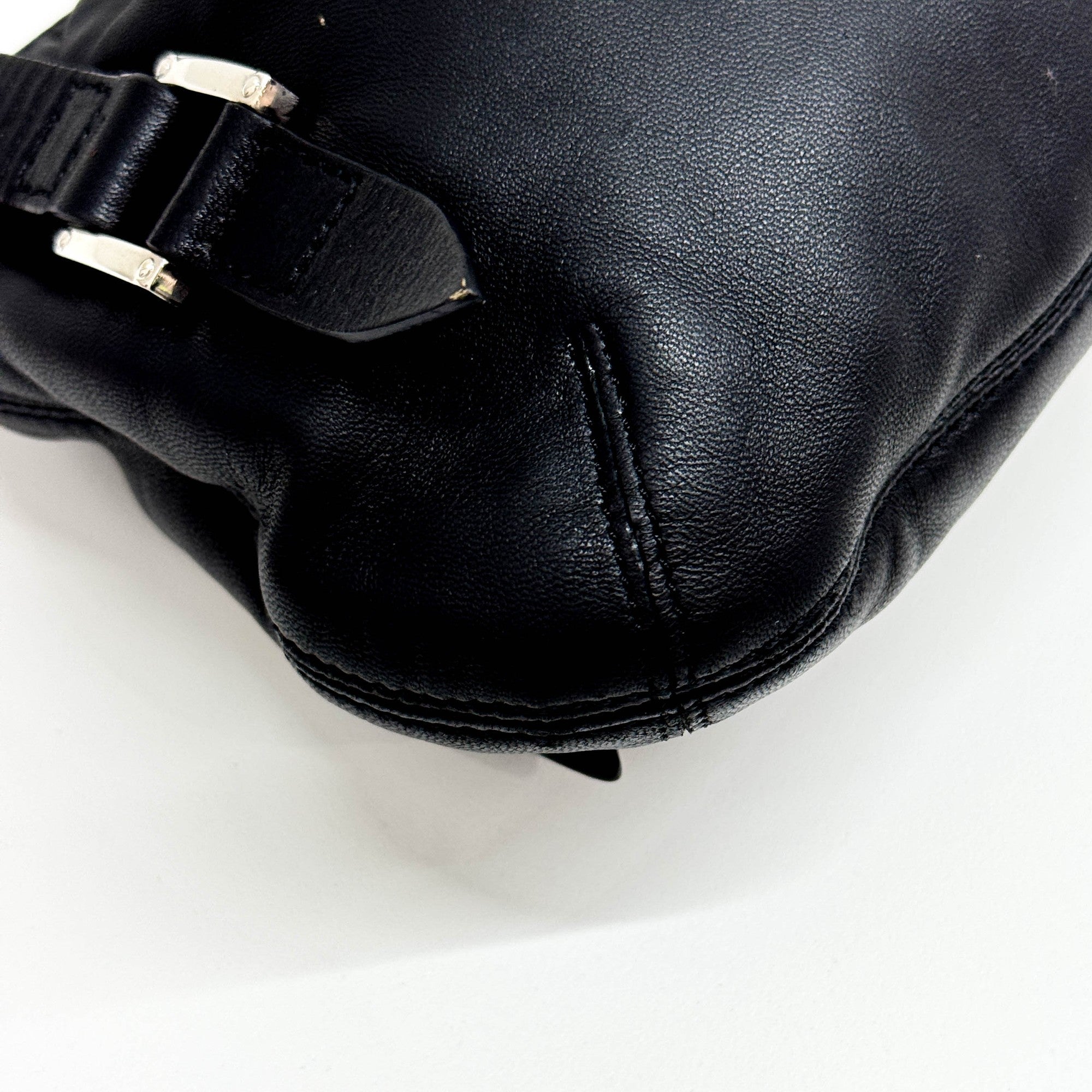 Anagram Black Leather Shoulder Bag