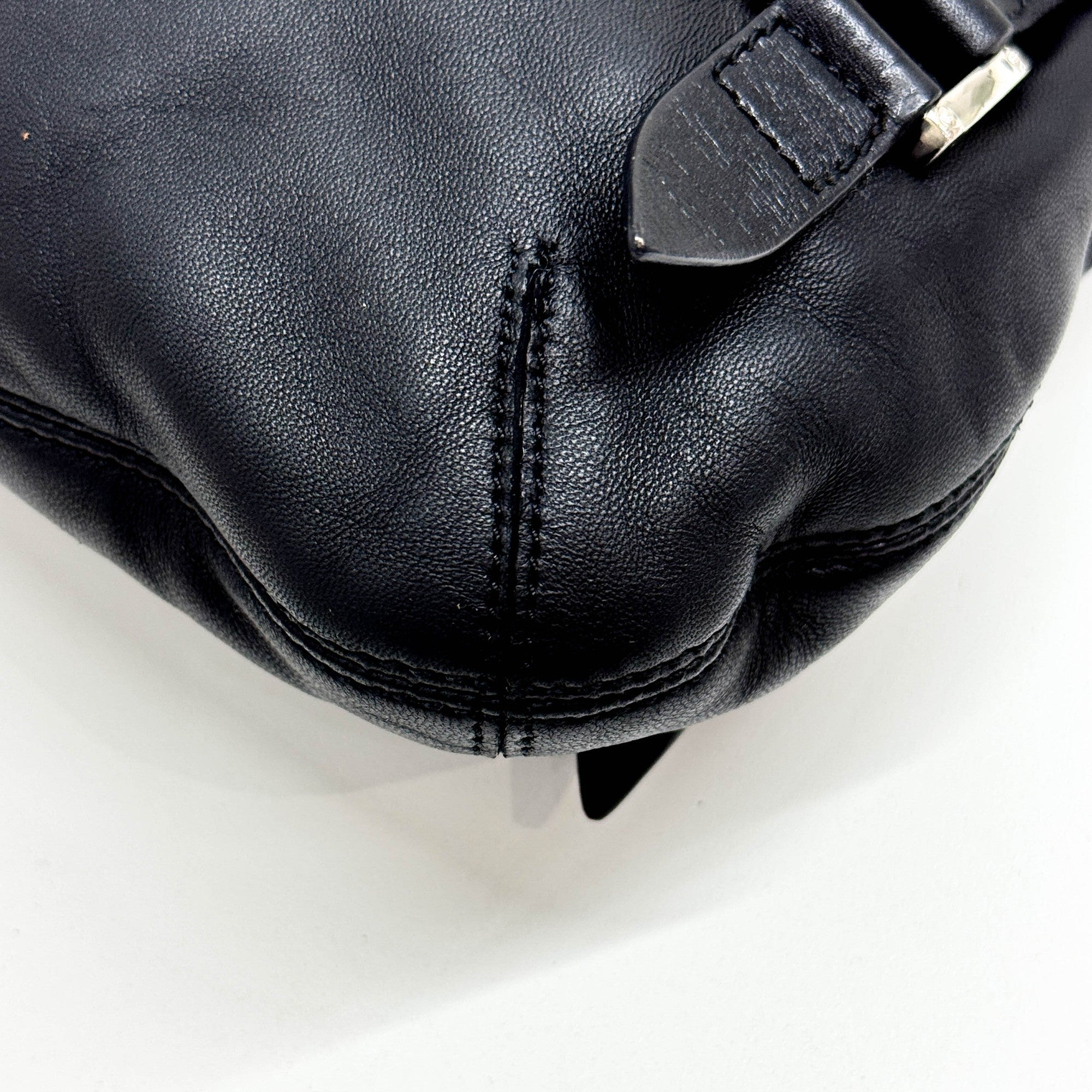 Anagram Black Leather Shoulder Bag