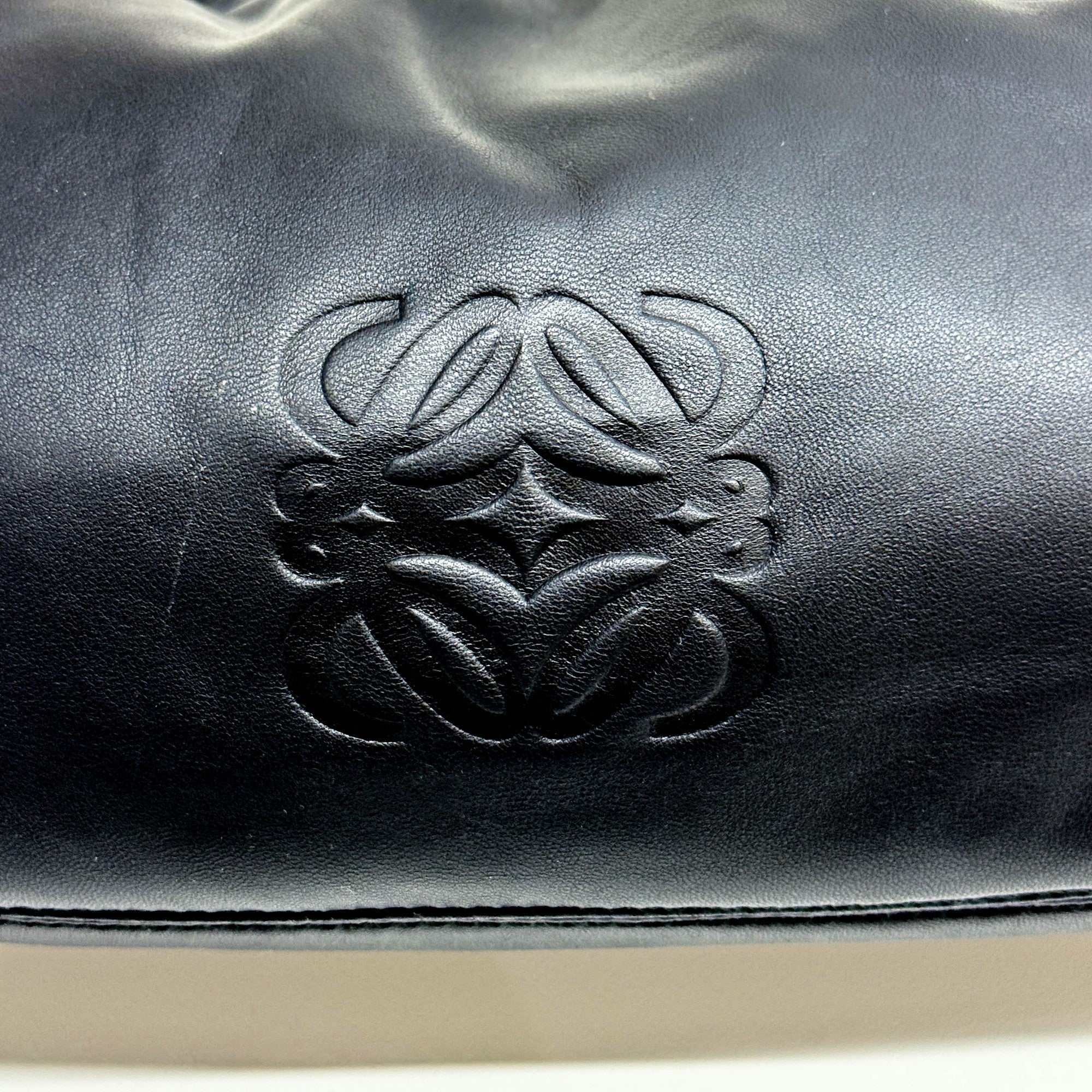 Anagram Black Leather Shoulder Bag
