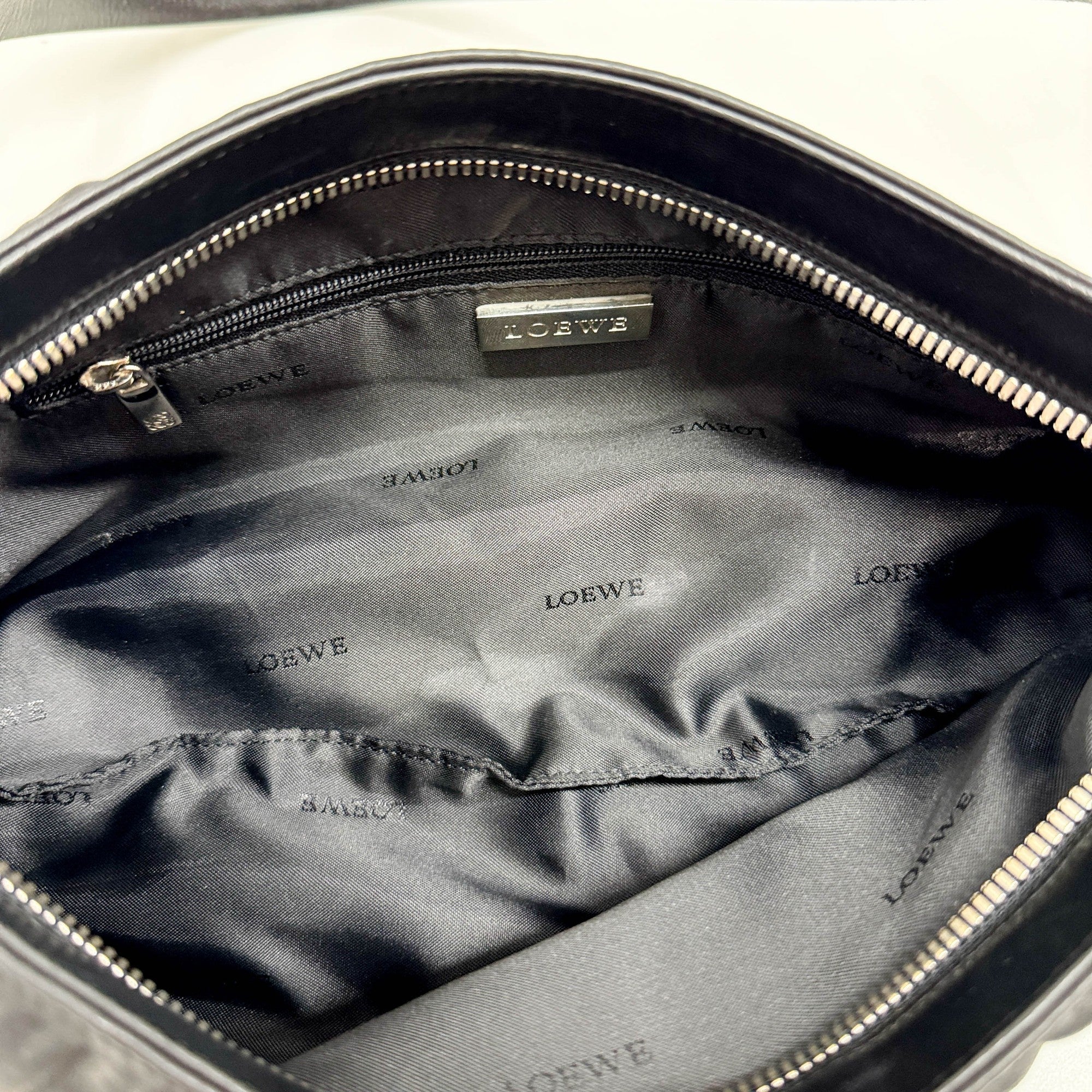 Anagram Black Leather Shoulder Bag