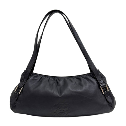 Anagram Black Leather Shoulder Bag