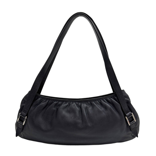 Anagram Black Leather Shoulder Bag