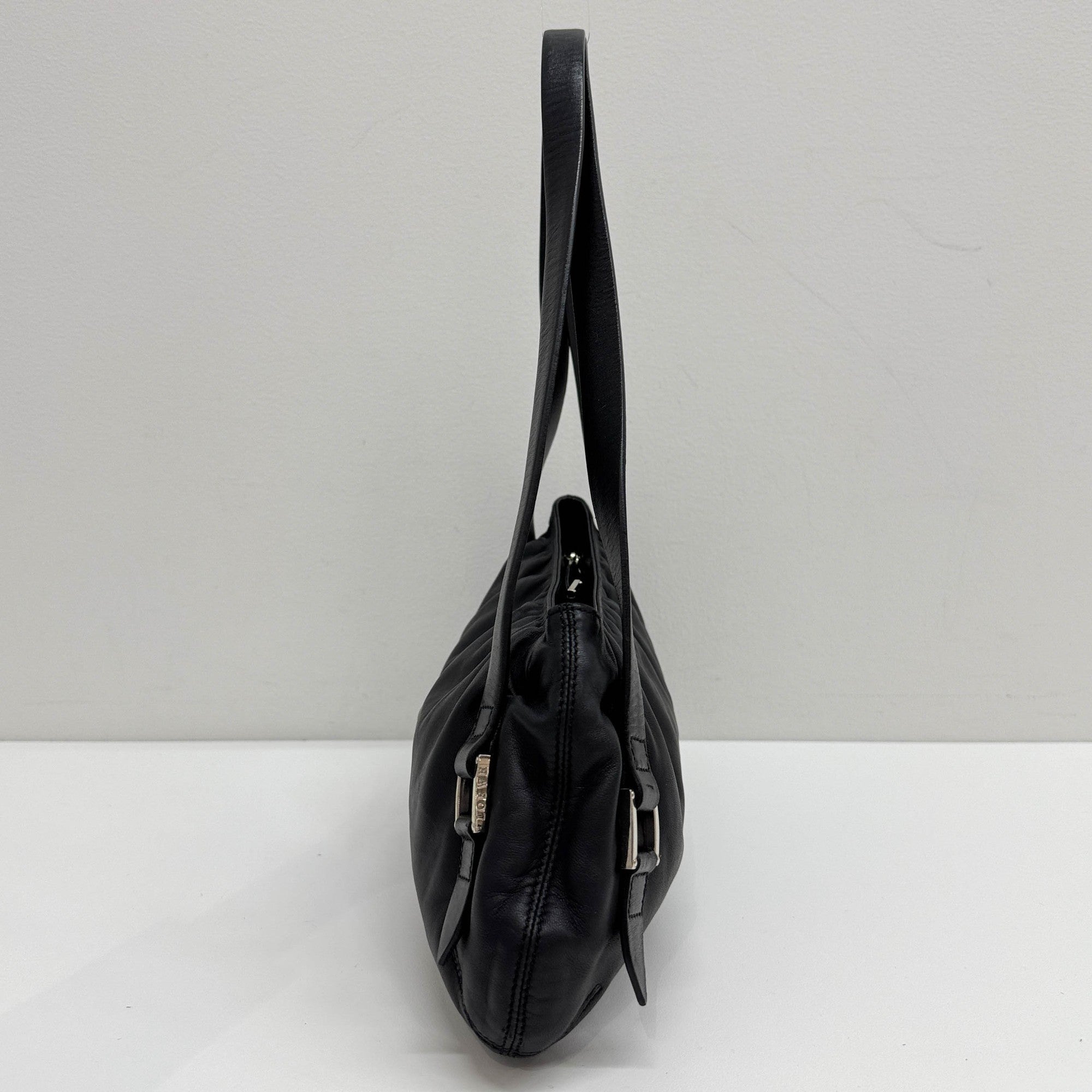 Anagram Black Leather Shoulder Bag