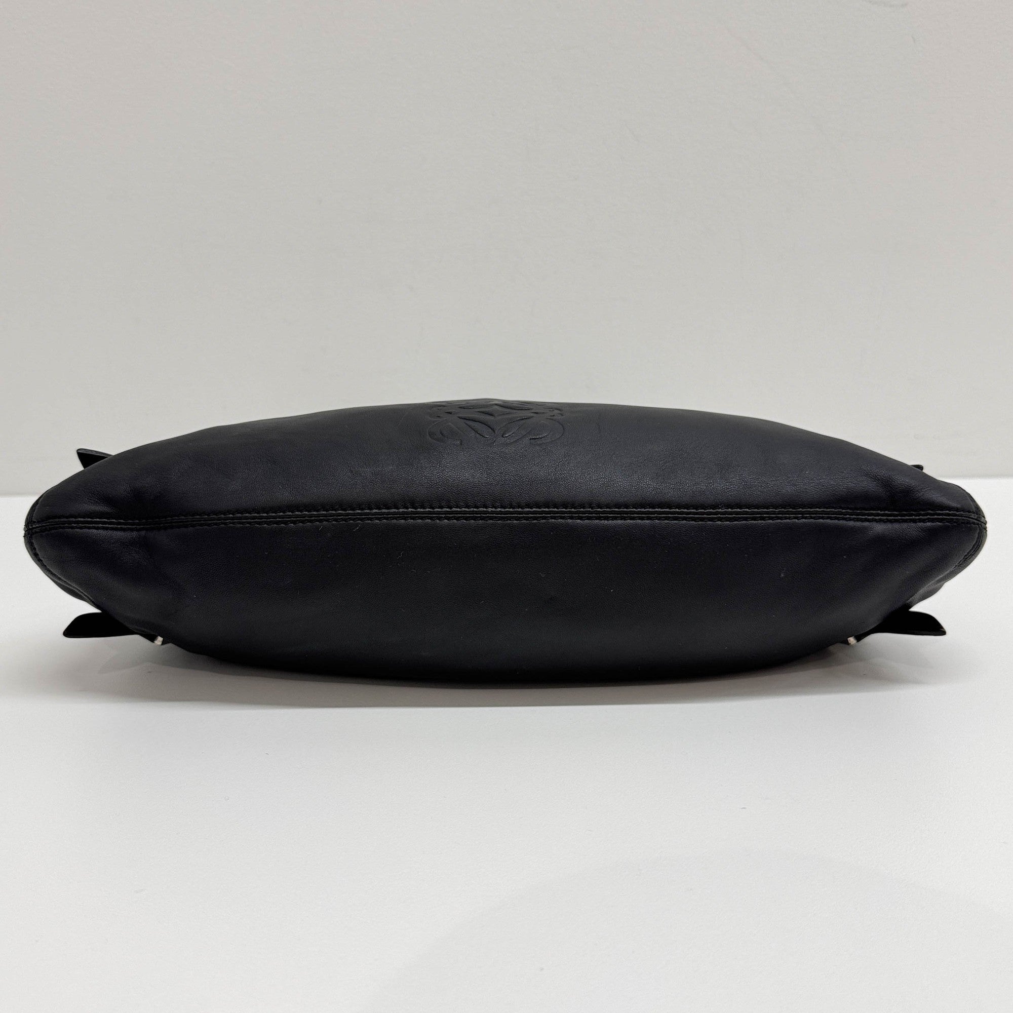 Anagram Black Leather Shoulder Bag