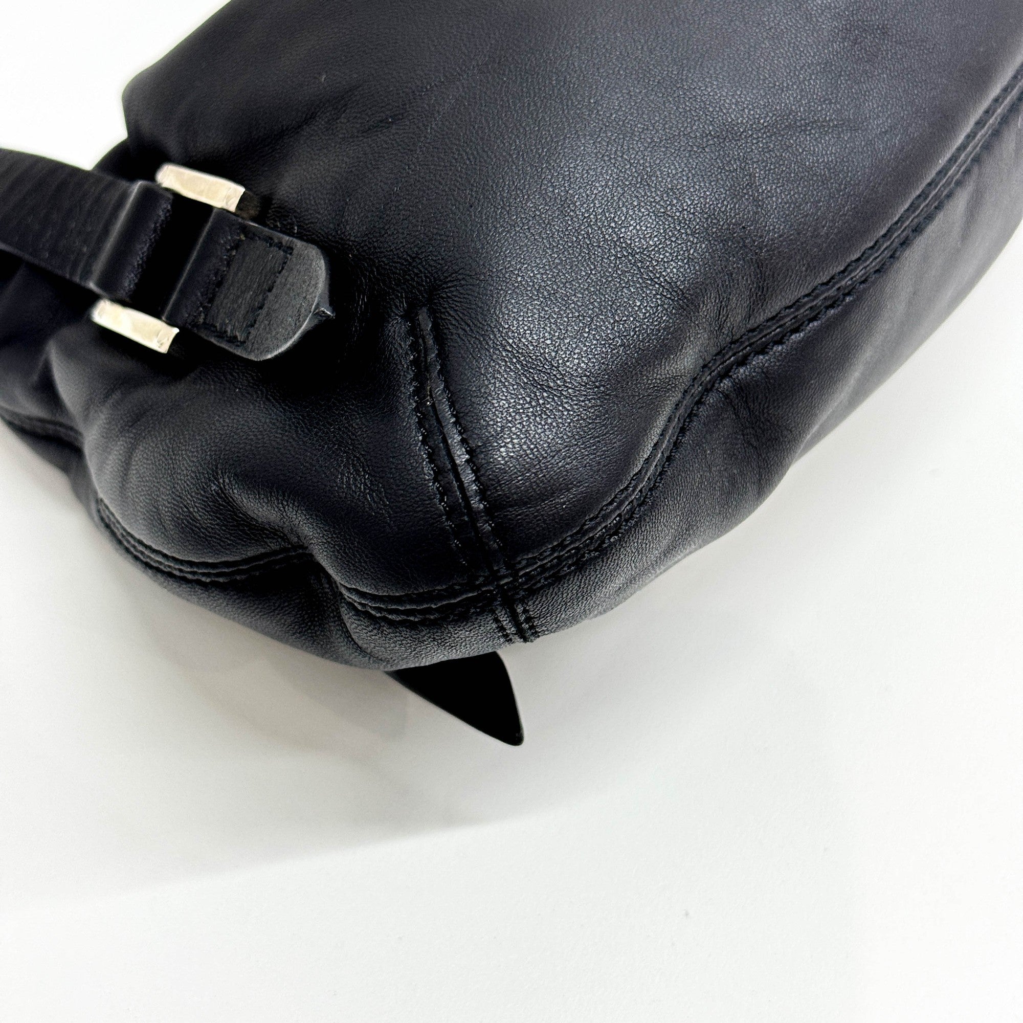 Anagram Black Leather Shoulder Bag