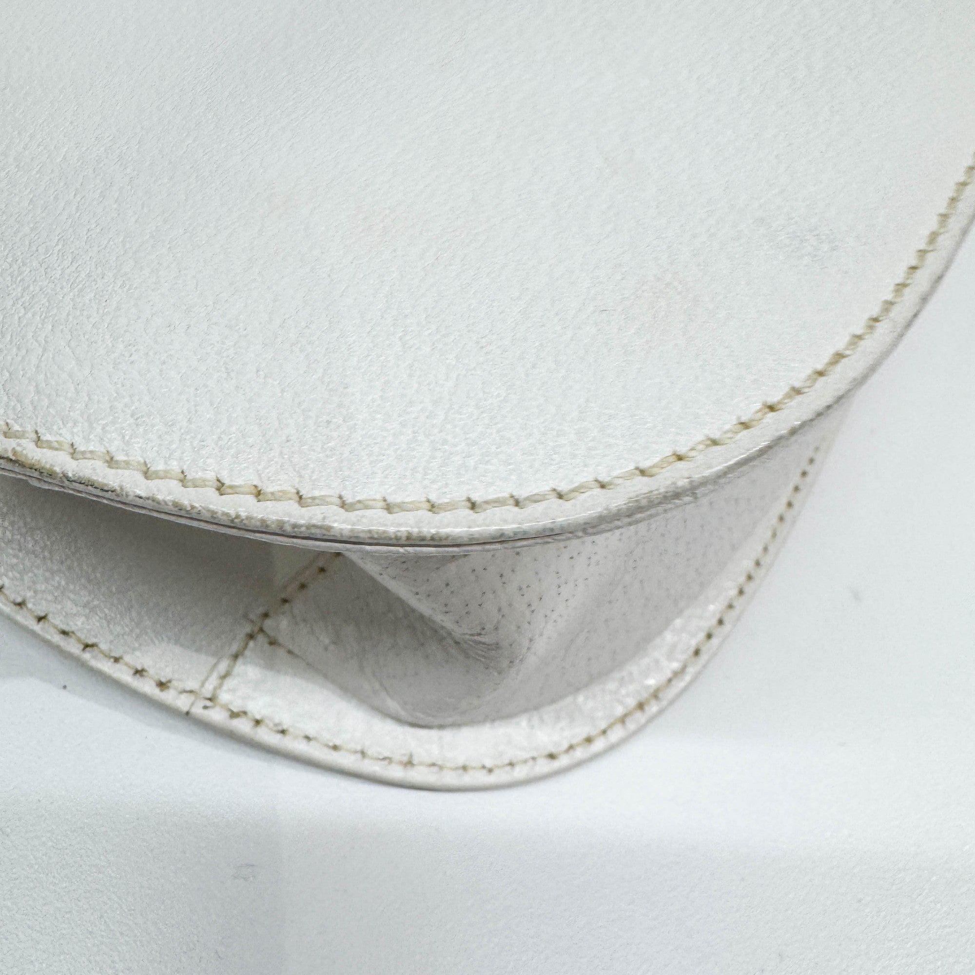 Softbit Gold Trim White Leather Hand Bag