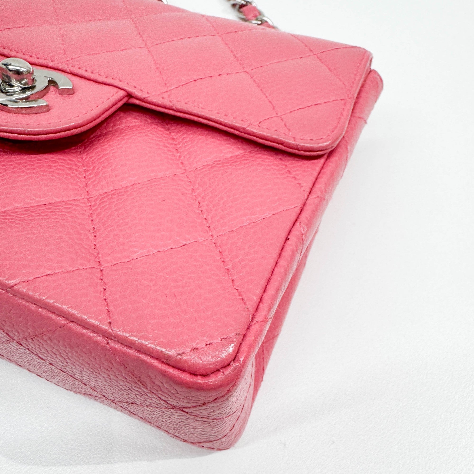 Mini Classic Flap Matelasse Pink Leather Shoulder Bag