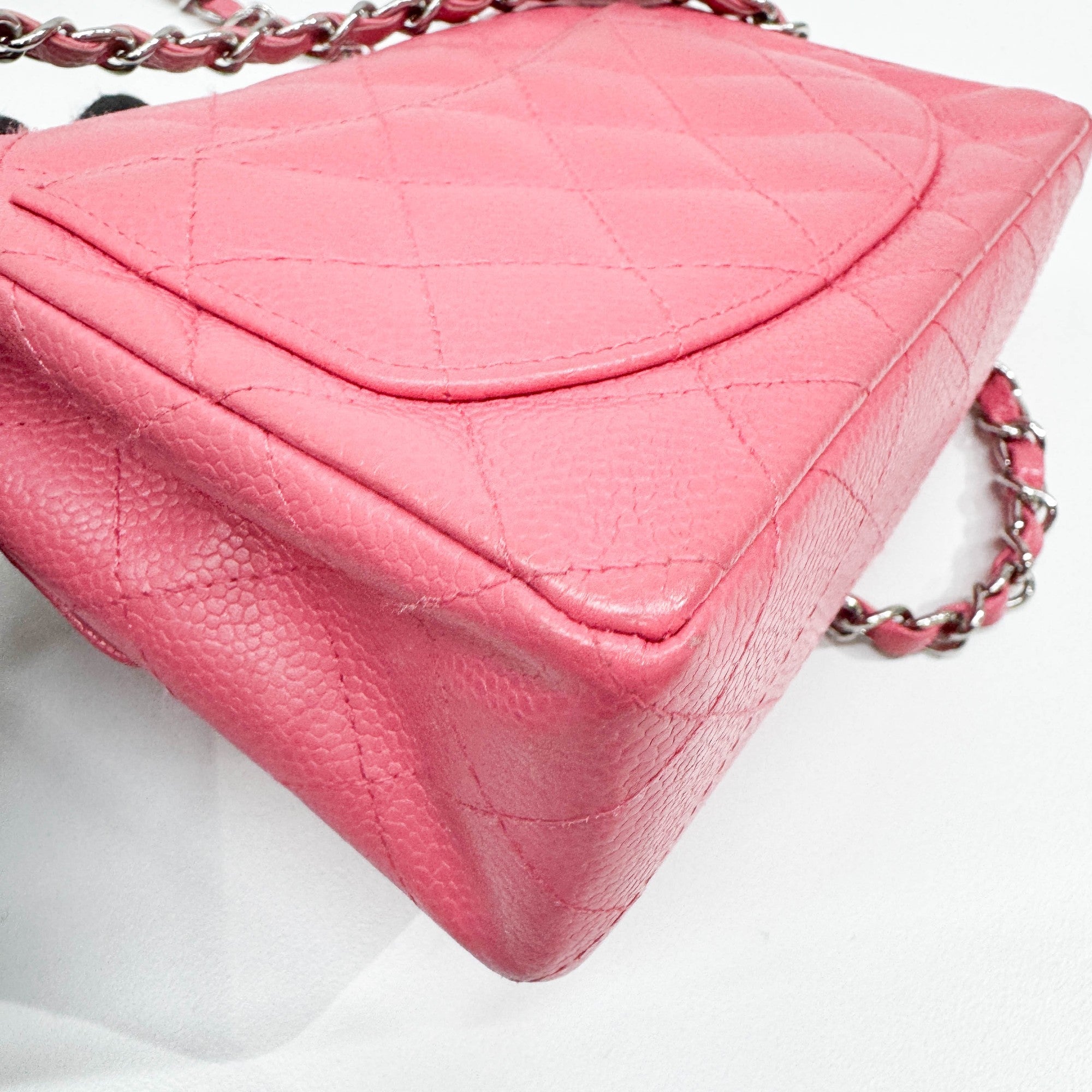 Mini Classic Flap Matelasse Pink Leather Shoulder Bag