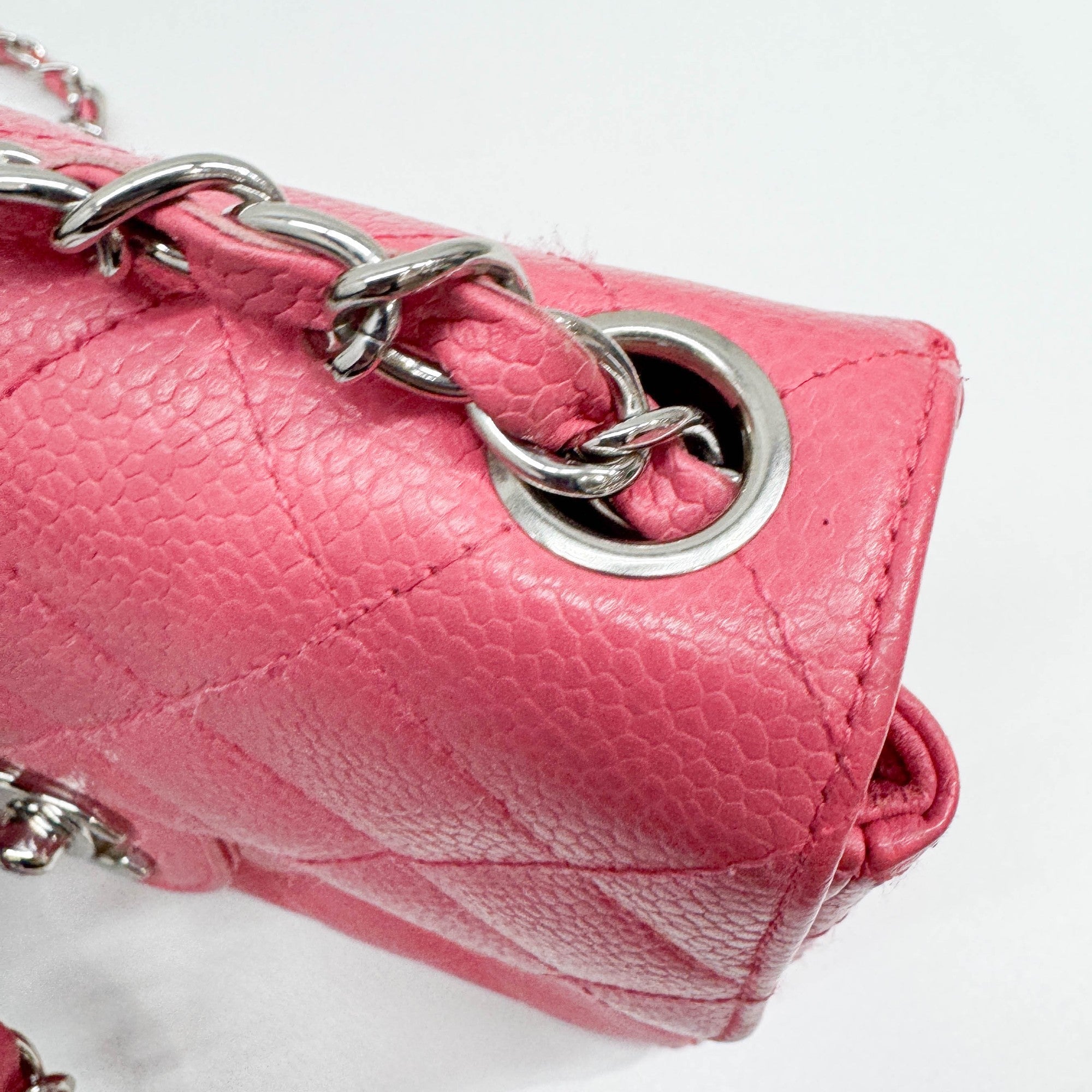 Mini Classic Flap Matelasse Pink Leather Shoulder Bag