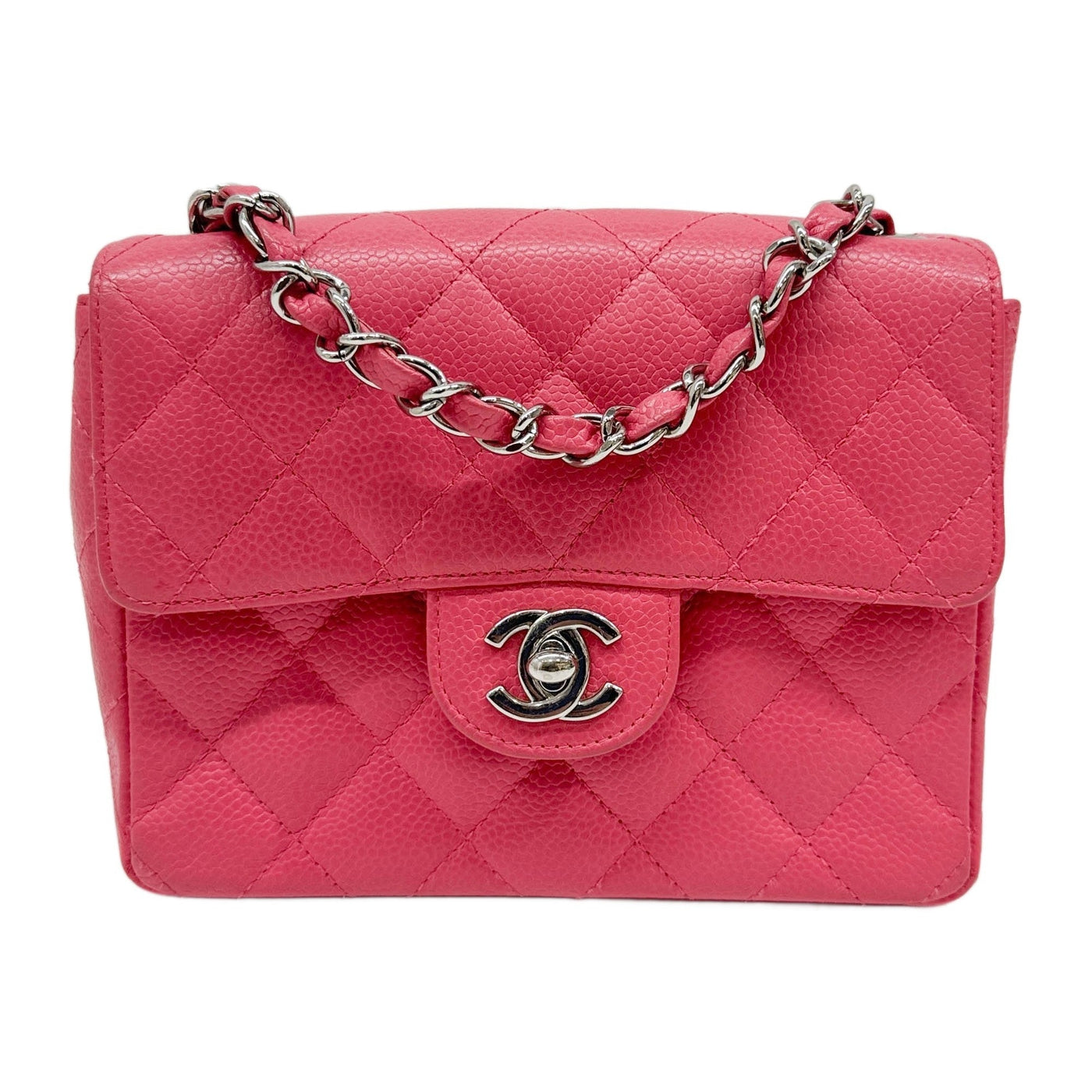 Mini Square Classic Flap 2005-2006 Matelasse Pink Leather Shoulder Bag