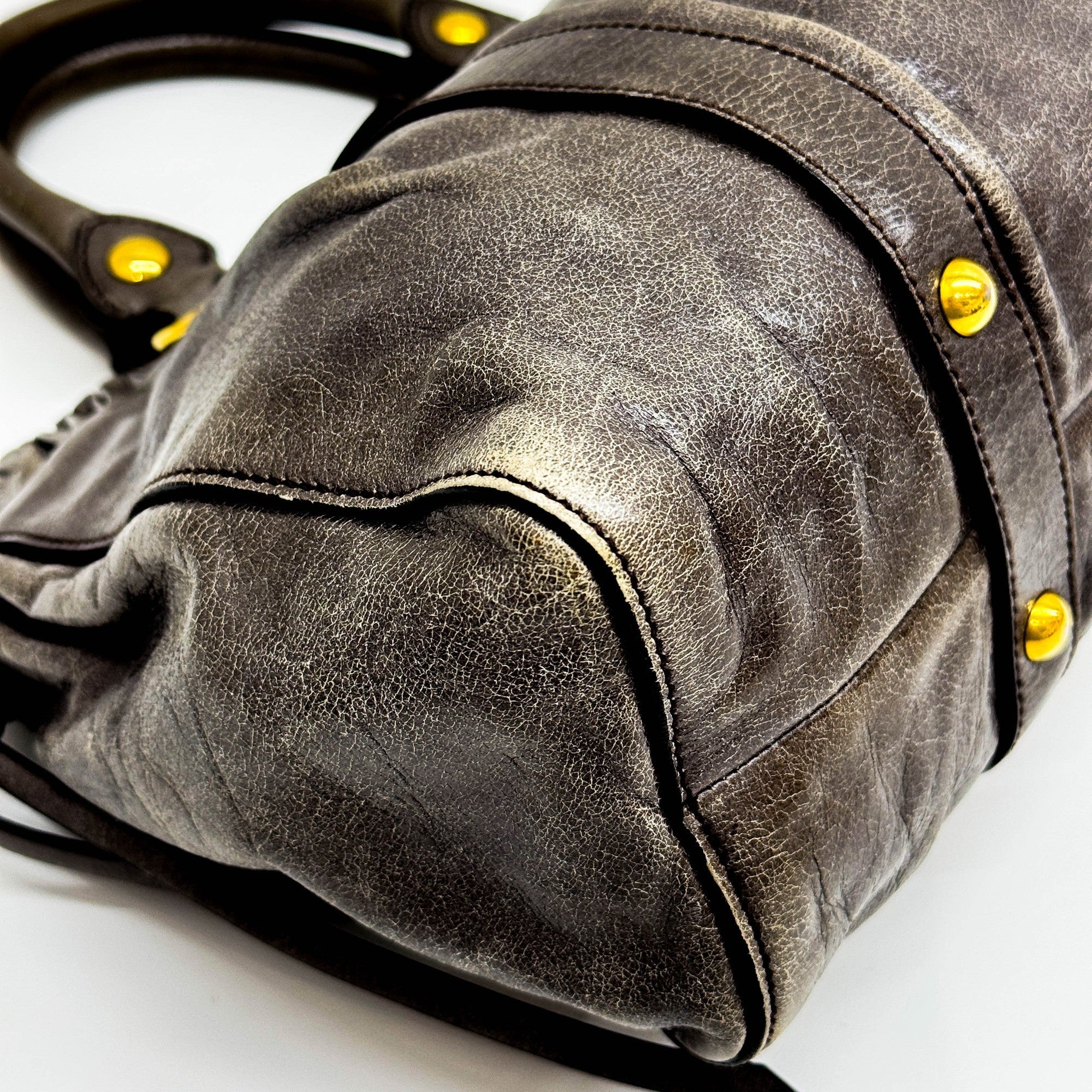 Vitello Gray Leather Two Way Bag